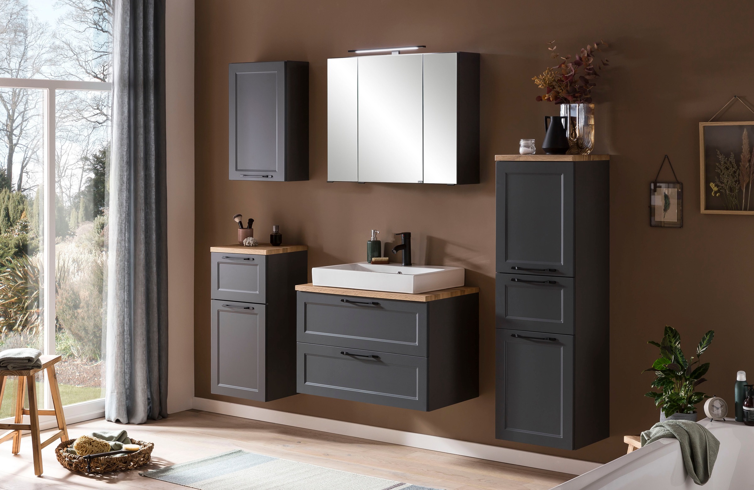 welltime Badmöbel-Set »Lana«, (Komplett-Set, 2 St.), Badezimmer-Set, 2-teilig, inkl. Waschbecken, 80 cm breit