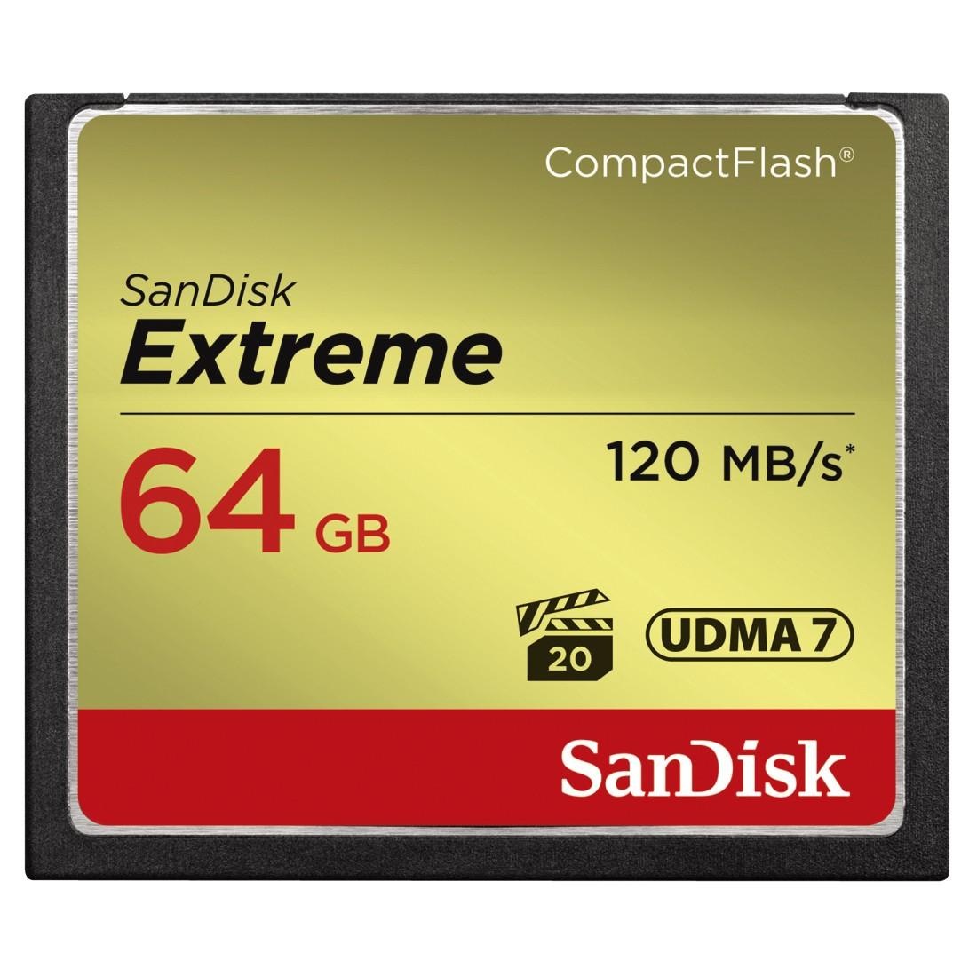 SANDISK Speicherkarte "CF Extreme", 64 GB, gold, Speicherkarten