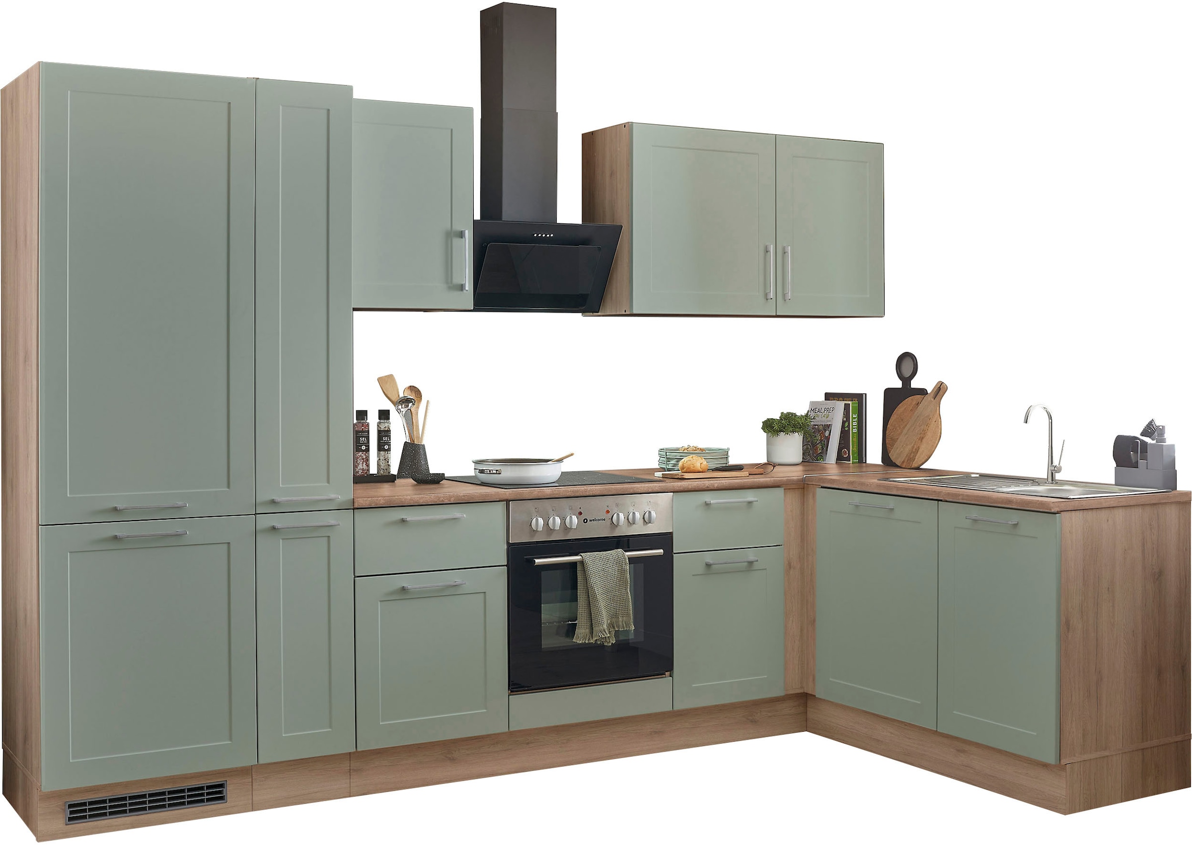 Küche »Marsi«, Stellmaße 310x175 cm, wahlweise mit E-Geräten, mit Soft-Close-Funktion