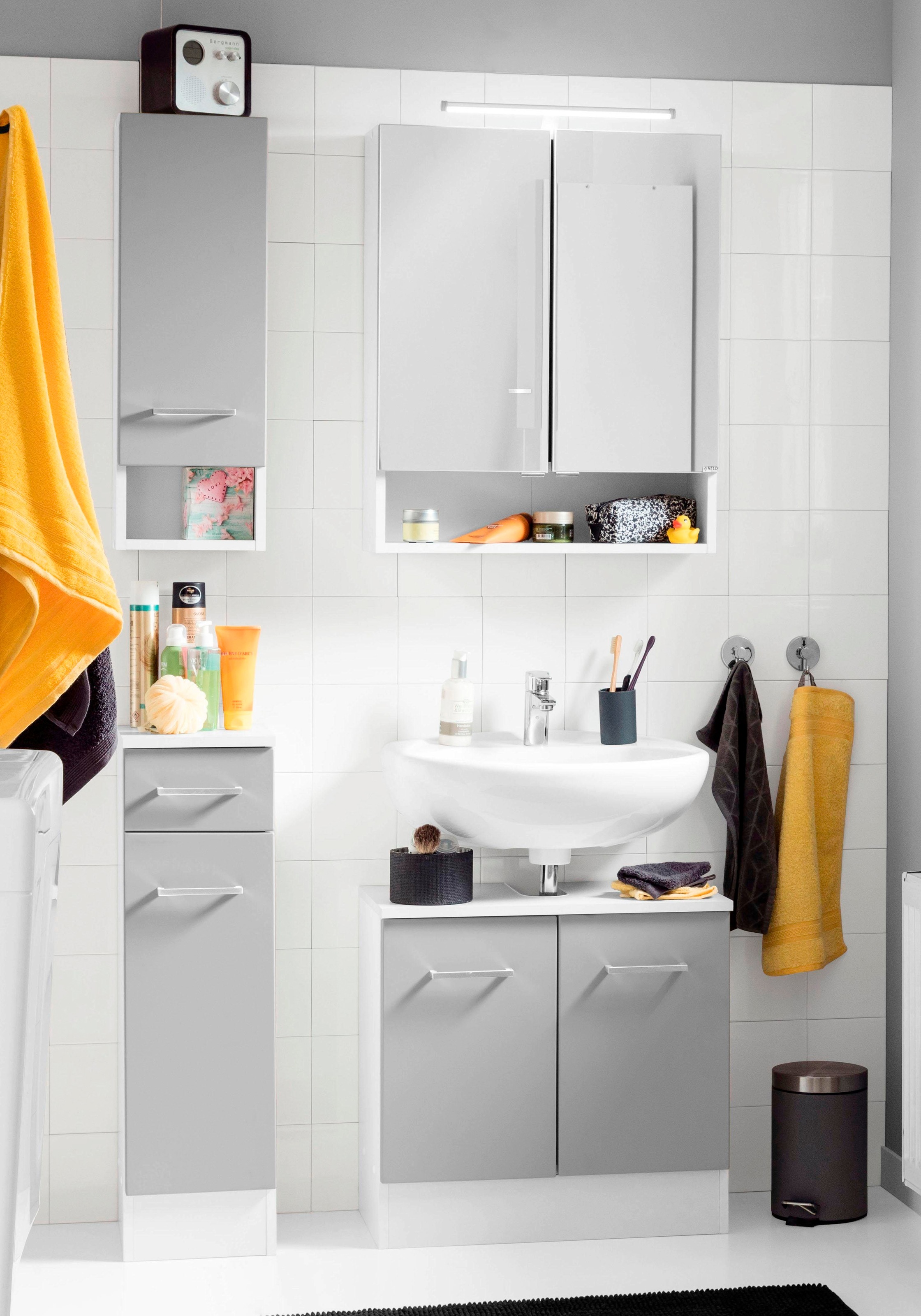 welltime Badmöbel-Set »Ribera«, (3 St.), Waschplatz, Hängeschrank, Unterschrank