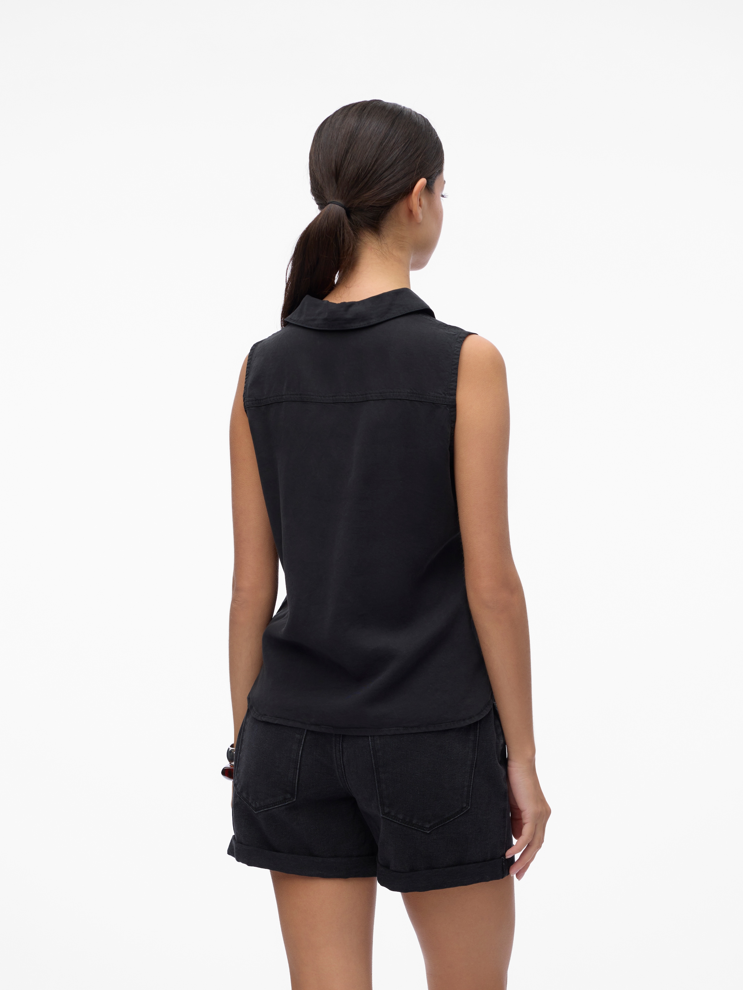 Vero Moda Shirttop »VMHARPER SL COLLAR SHORT TENCEL TOP GA« Viskose, regular fit