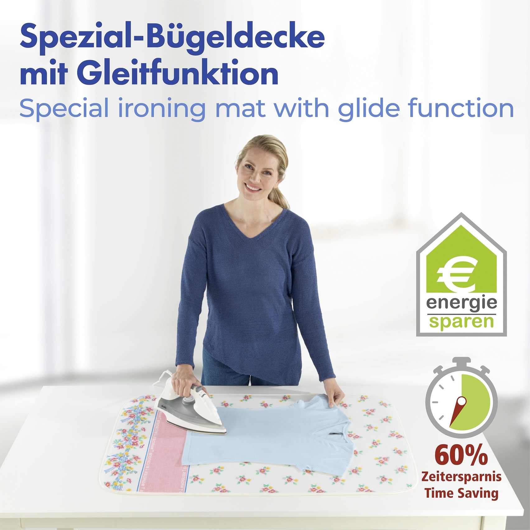 Maximex Bügeltuch »Modell Blütenpracht«, Bügelunterlage für den Tisch, Baumwolle, mit Blitzbüglerzone
