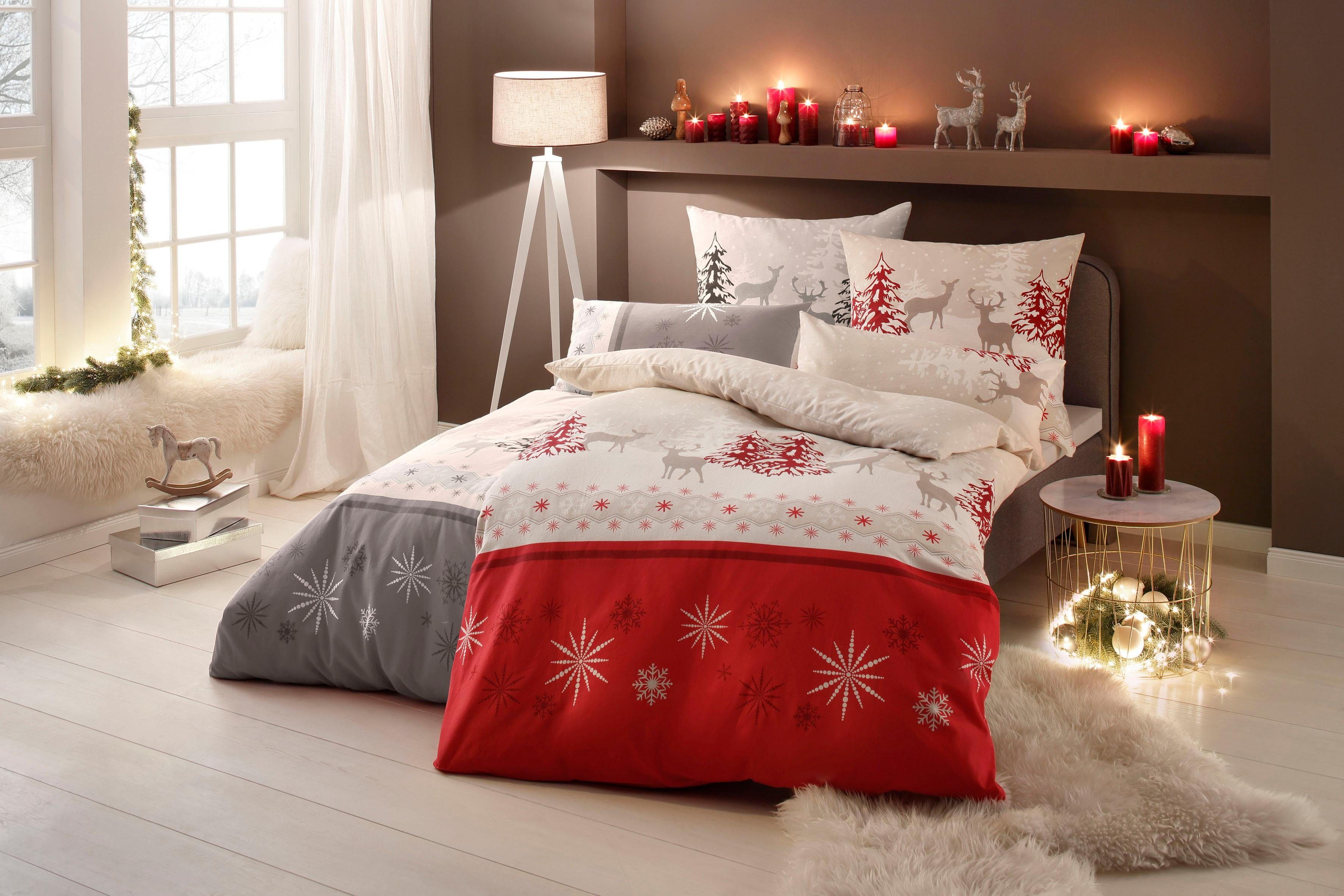 OTTO home Bettwäsche "Venua in Gr. 135x200 oder 155x220 cm" 2 Stk. Winterbettwäsche, Weihnachtsbettwäsche