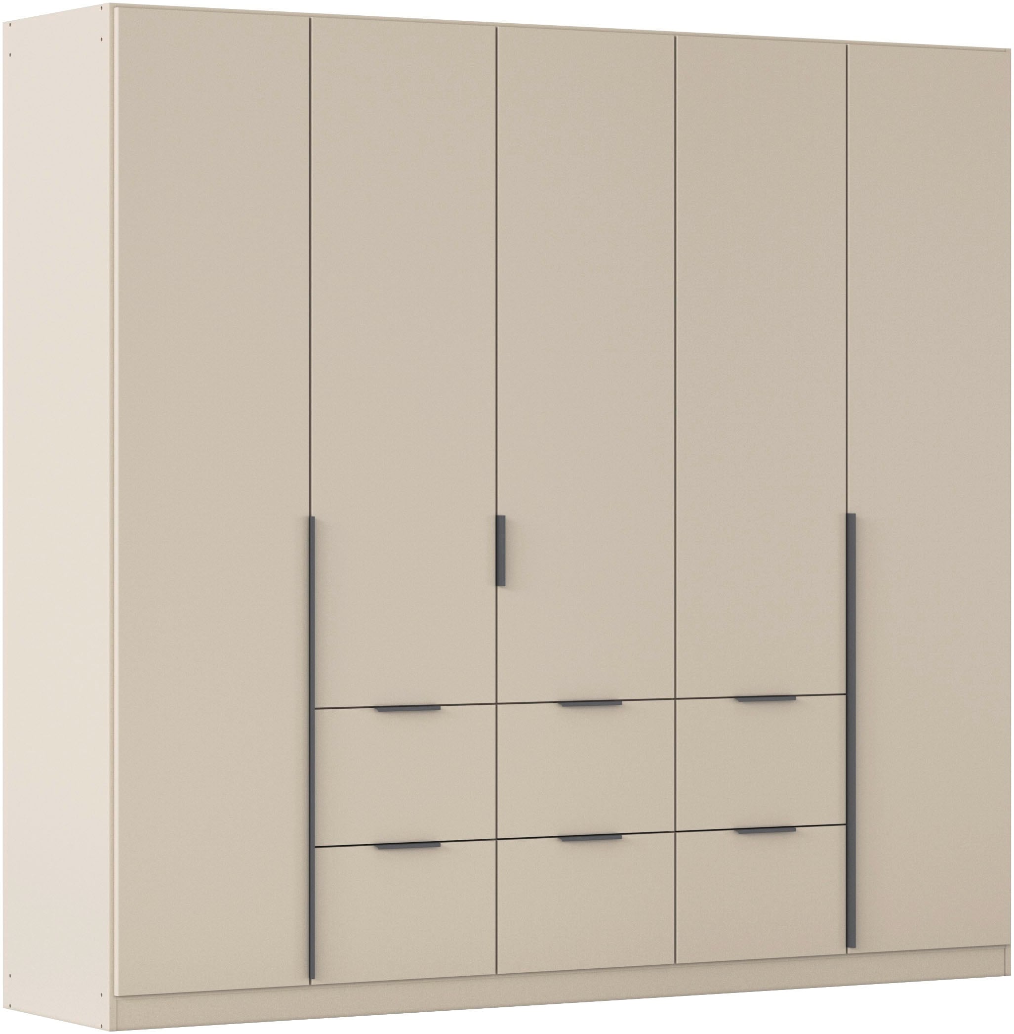 OTTO home Drehtürenschrank "Kleiderschrank Schrank Garderobe AGORDO mit Dekor- oder Hochglanzfront" in zwei Griff-Farben, Breite 226 cm, mit Außenschubkästen, Serie in 7 Breiten und 2 Höhen MADE IN GERMANY