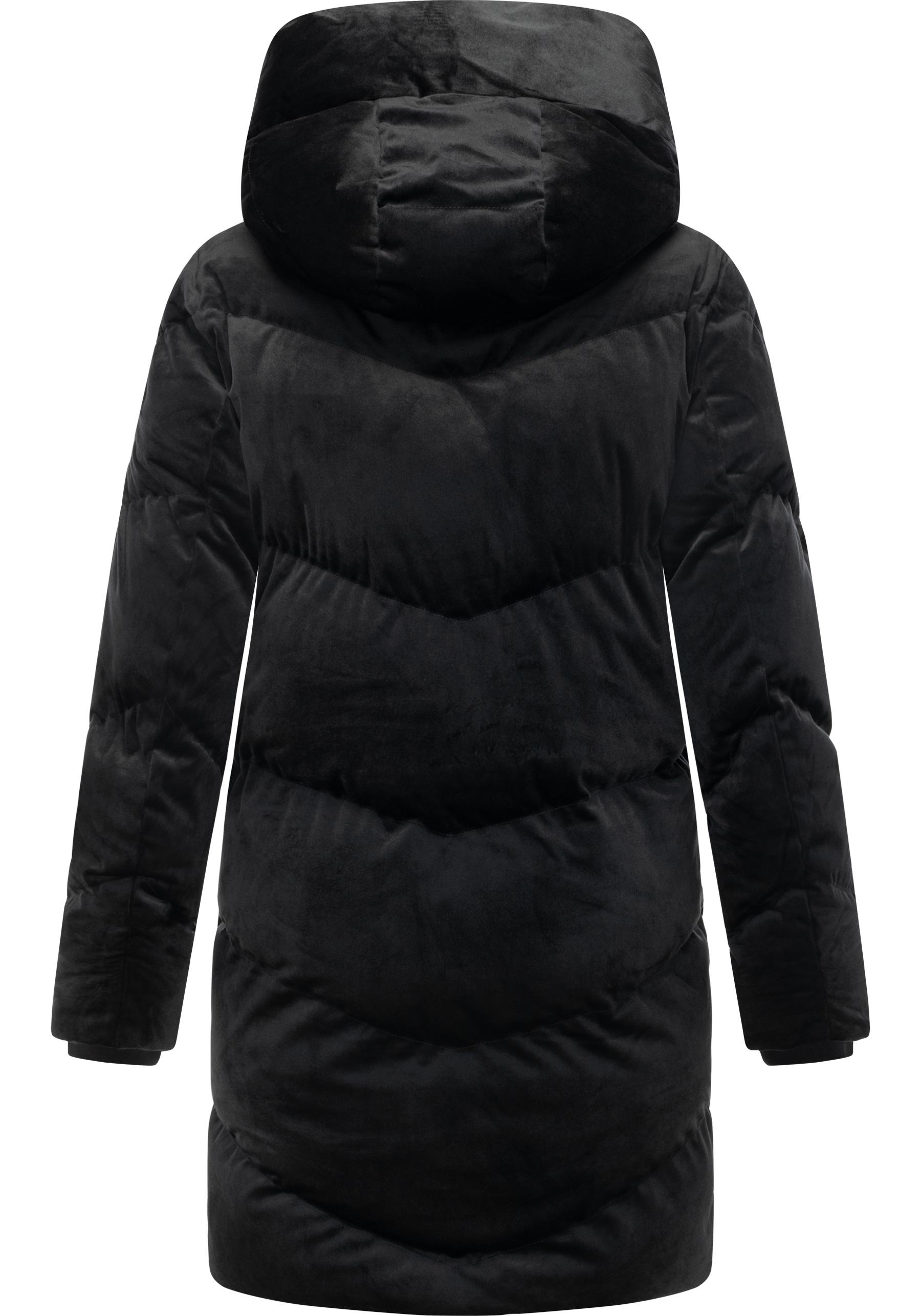 Kurzmantel RAGWEAR "Avelin Velvet YOUMODO", Damen, Gr. XL (42), schwarz, Obermaterial: 100% Polyester; Innenfutter: 100% Polyester; Wattierung: 100% Polyester, gerade ca. Mitte Oberschenkel, hoch geschlossener Ausschnitt, Ärmel ohne Ärmelschlitz elastisch 2