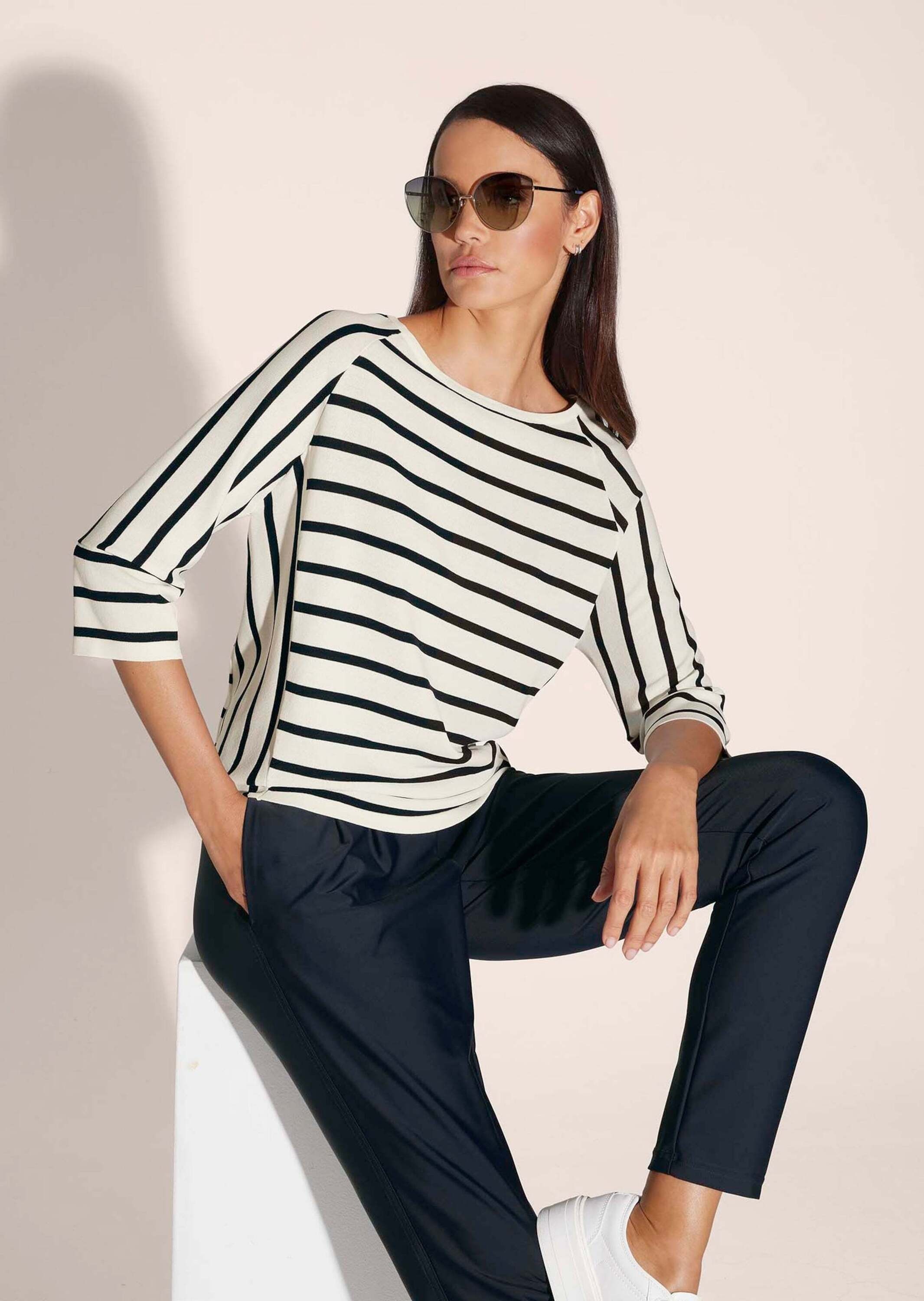 MADELEINE Longpullover »Pullover Strickpullover im Streifen-Look«