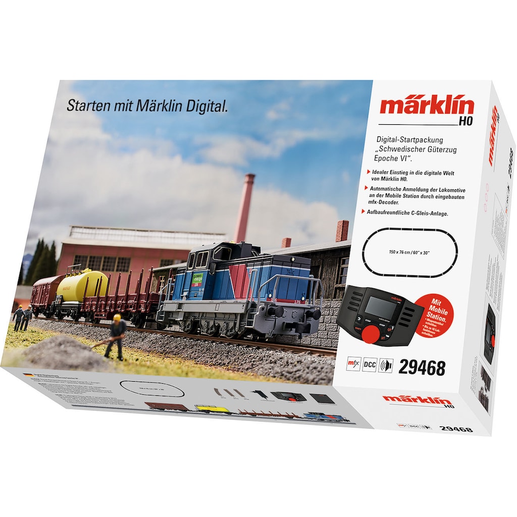 Märklin Modelleisenbahn-Set »Digital-Startpackung "Schwedischer Güterzug Epoche VI" - 29468«