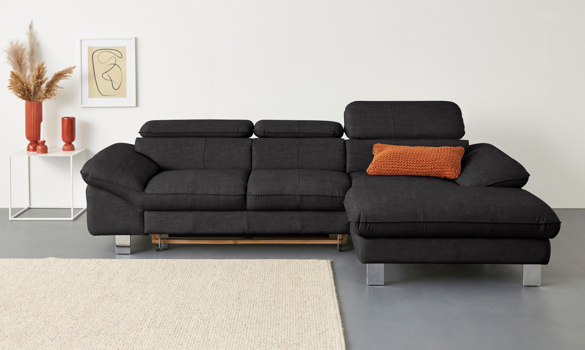 COTTA Ecksofa "Driver L-Form, B:268 cm, moderne Couch mit Wellenunterfederung" Kopfteilverstellung, optional Schlaffunktion & Bettkasten