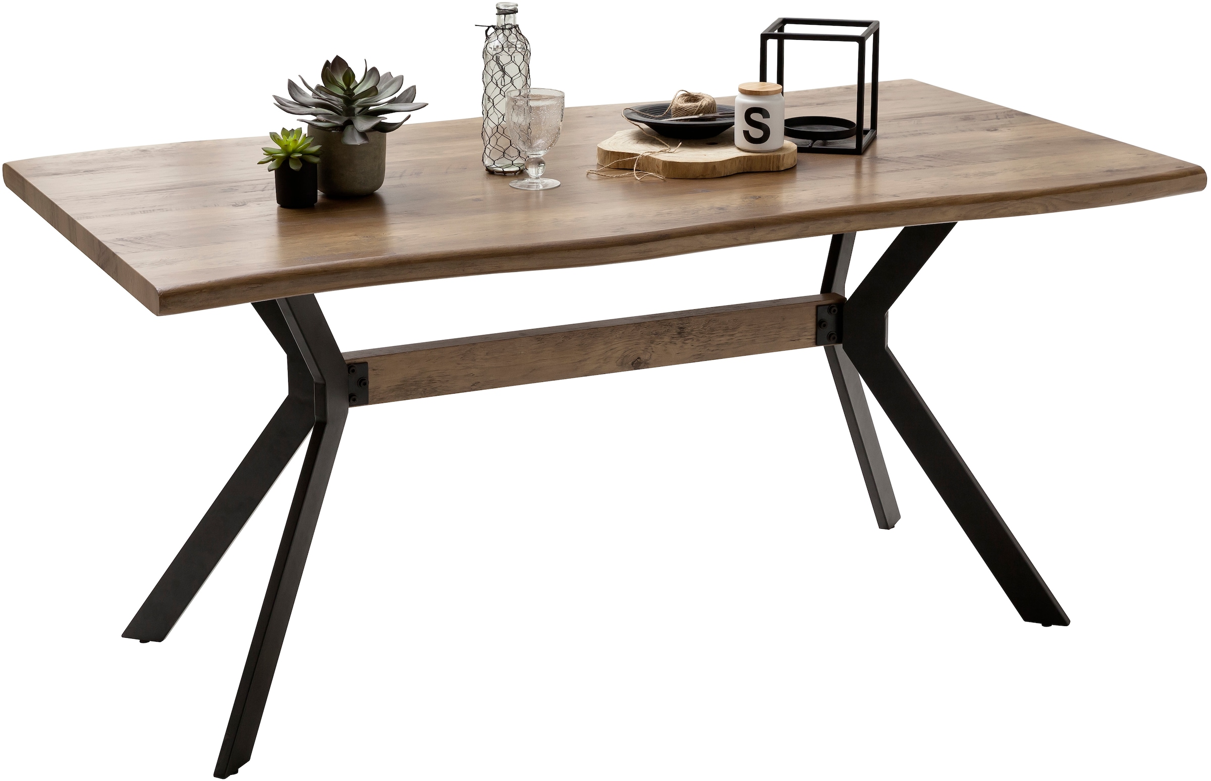 MCA furniture Esstisch »KERALA Vierfußtisch mit Baumkante«, (1 St.), abgerundet, 160x90, 4-6 Personen