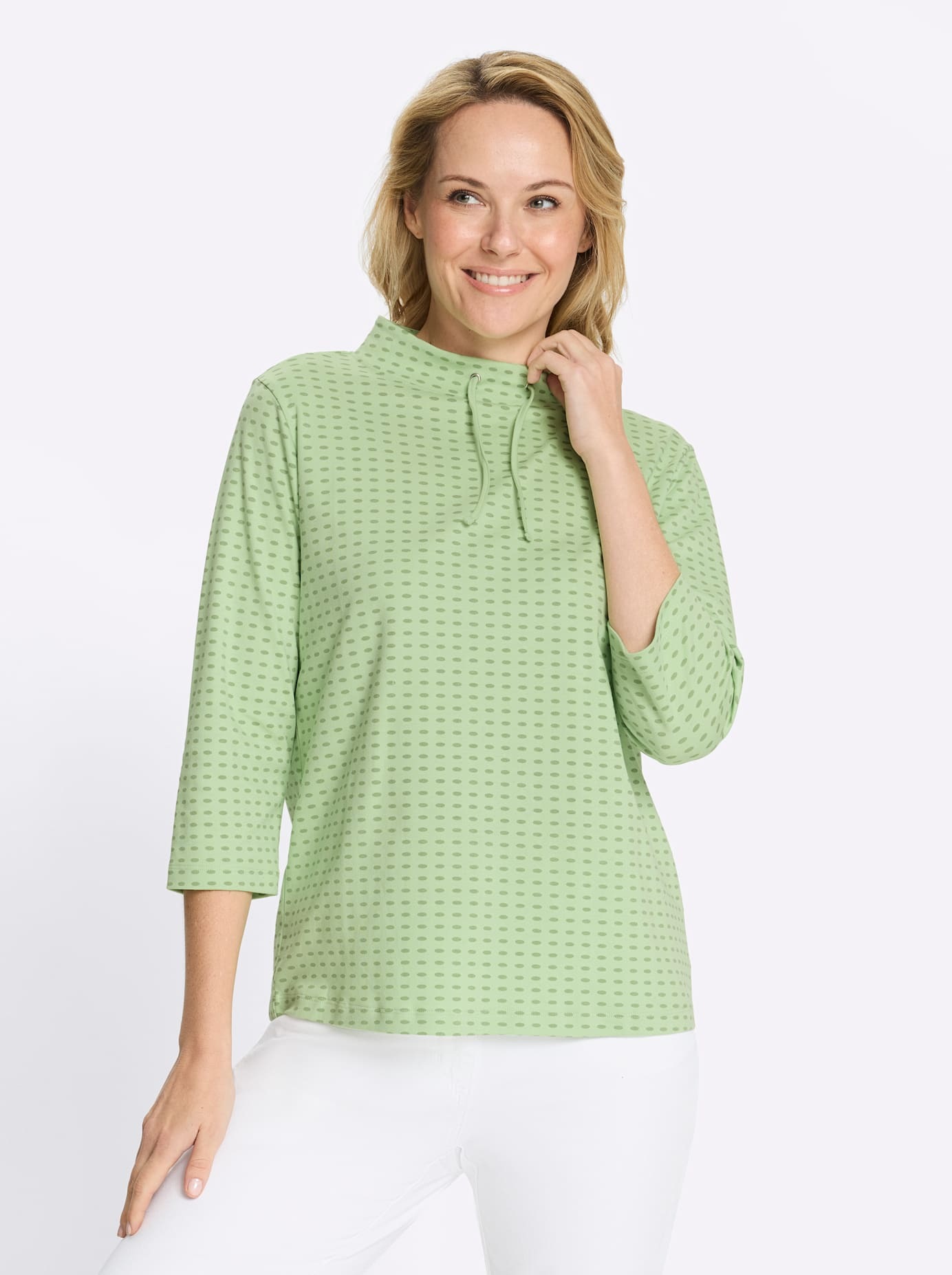 CLASSIC BASICS Damen 3/4-Arm-Shirt "Sweatshirt"reseda, Gr. 40, gemustert, mehrfarbig, 100% Baumwolle, Shirts