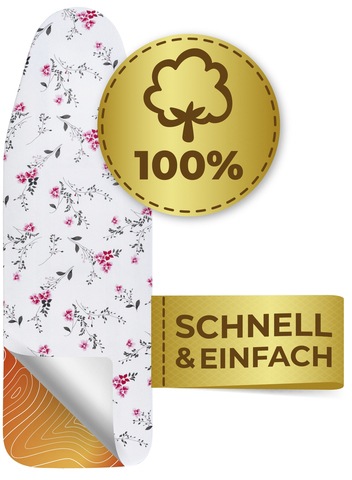 Maximex Bügelbrettbezug »Modell Keramik M Floral«, Bügeltischbezug mit Hitzereflexion und Polsterung, bis 126 x 41 cm
