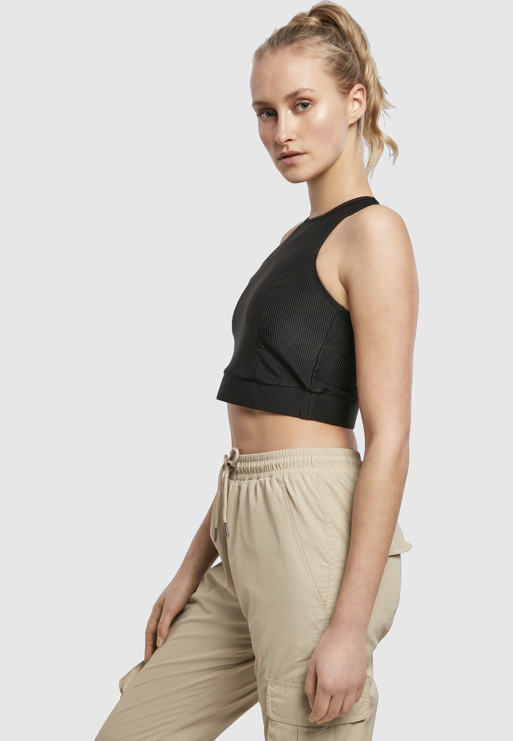 URBAN CLASSICS Sport-BH »Urban Classics Damen Ladies Cropped Shiny Rib Top«