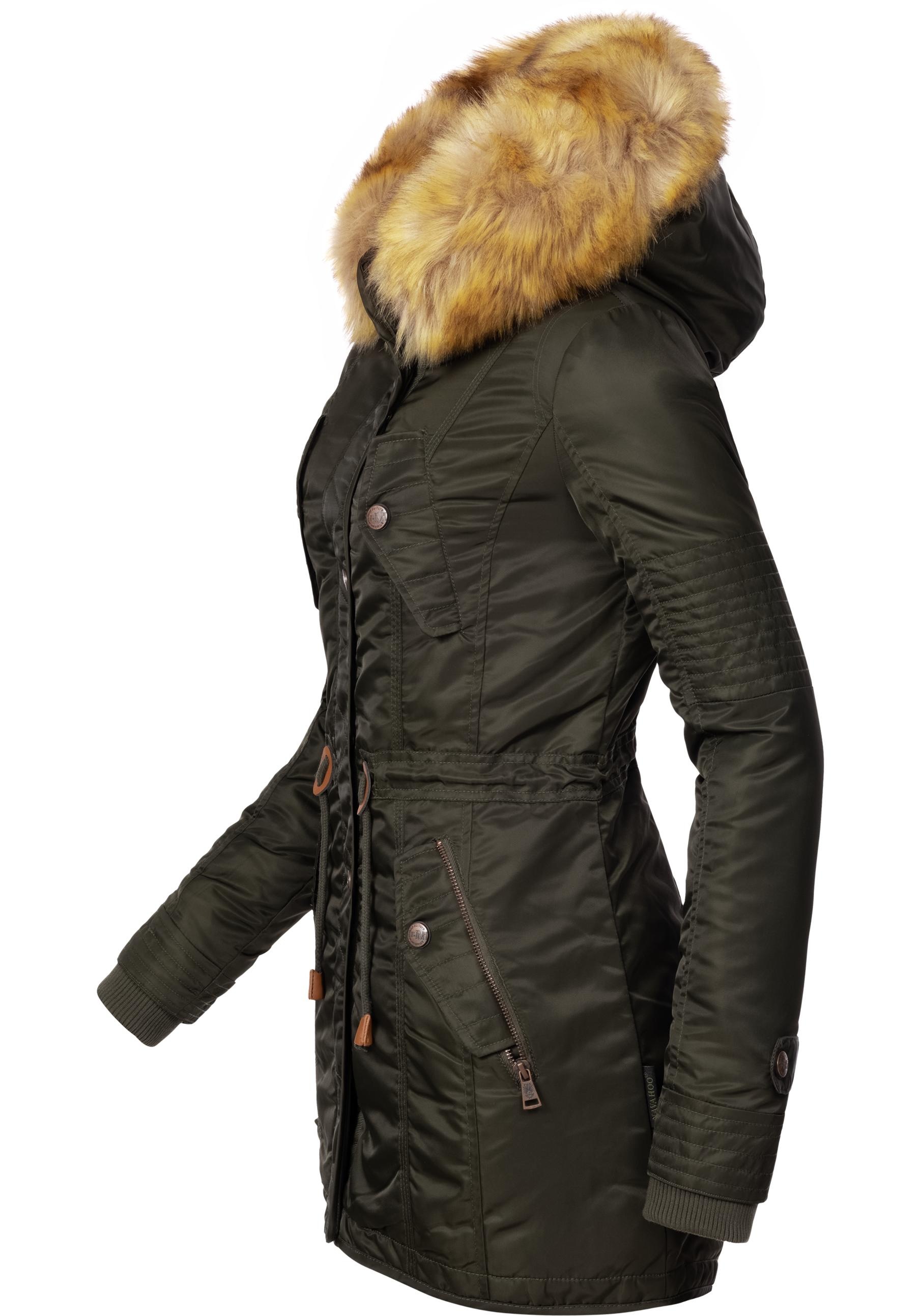 Navahoo Wintermantel »La Viva«, hochwertiger Winterparka mit großem Kunstfell