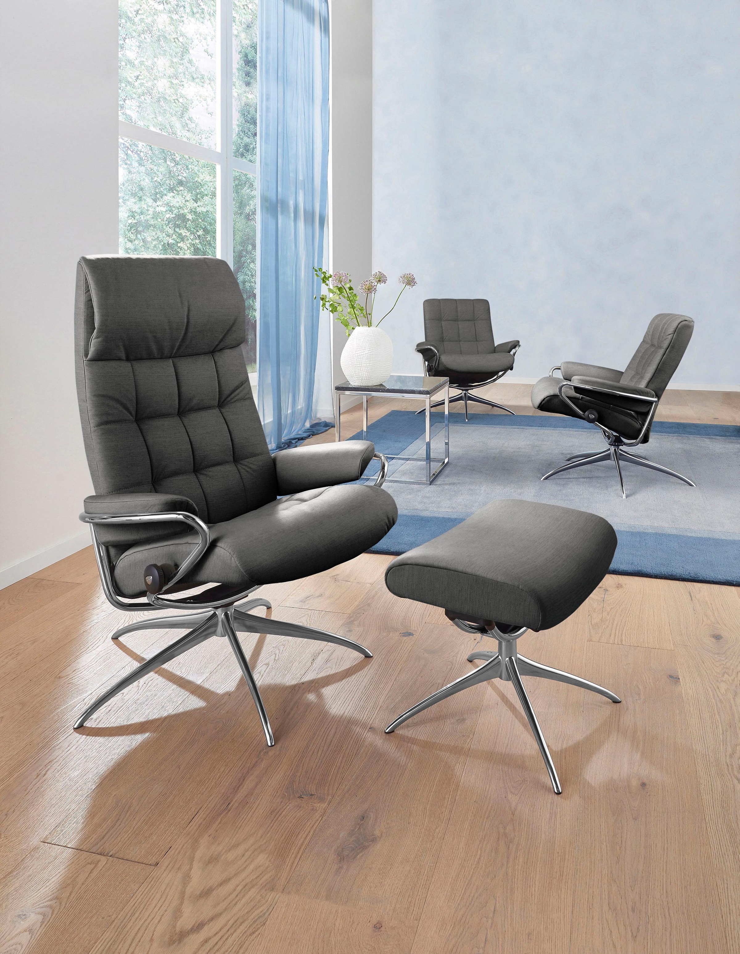 Stressless® Relaxsessel »London«, (Set, Relaxsessel mit Hocker), mit Hocker, High Back, mit Star Base, Gestell Chrom