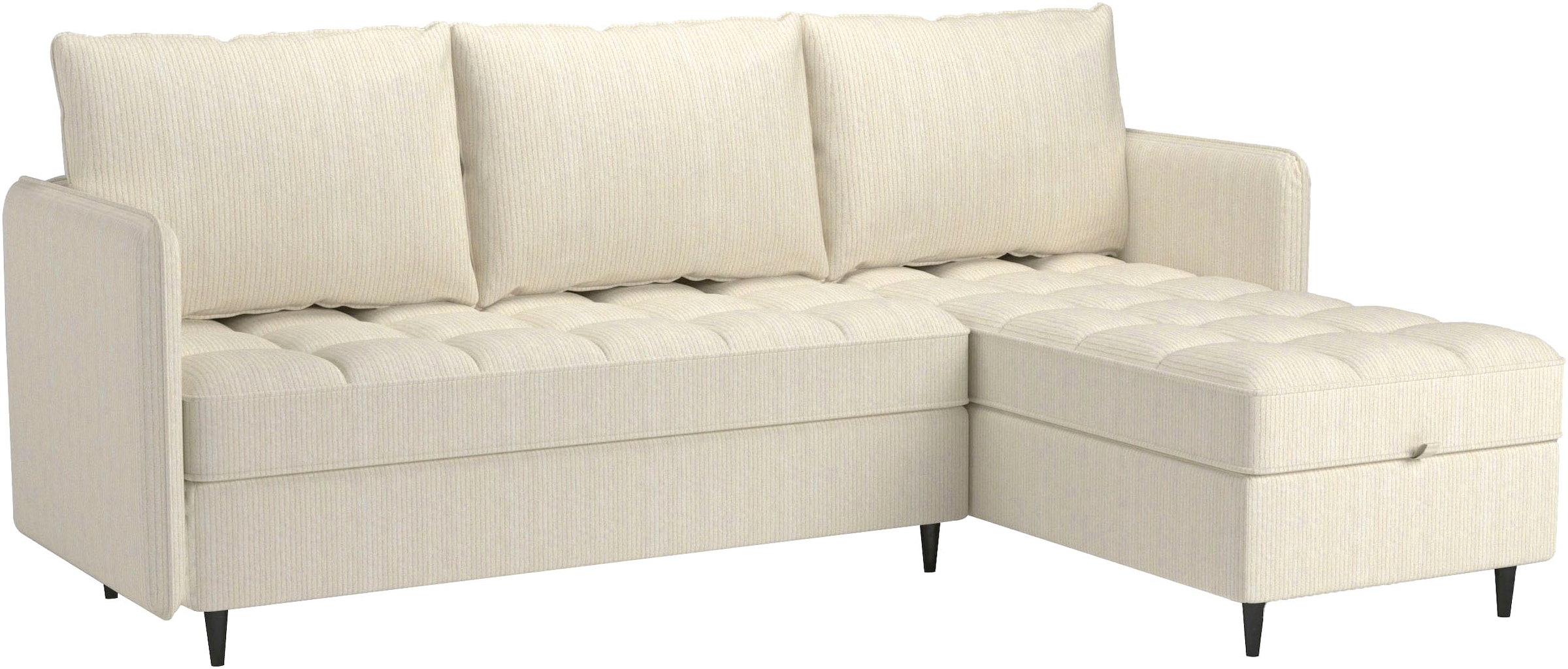 Dorel Home Ecksofa »LINDHUS, L-Form, 4 verschiedene Stellvarianten, Lounge-Sofa,«, Wohnlandschaft, mit Recamiere, großer Bettkasten, Cord, Chenille