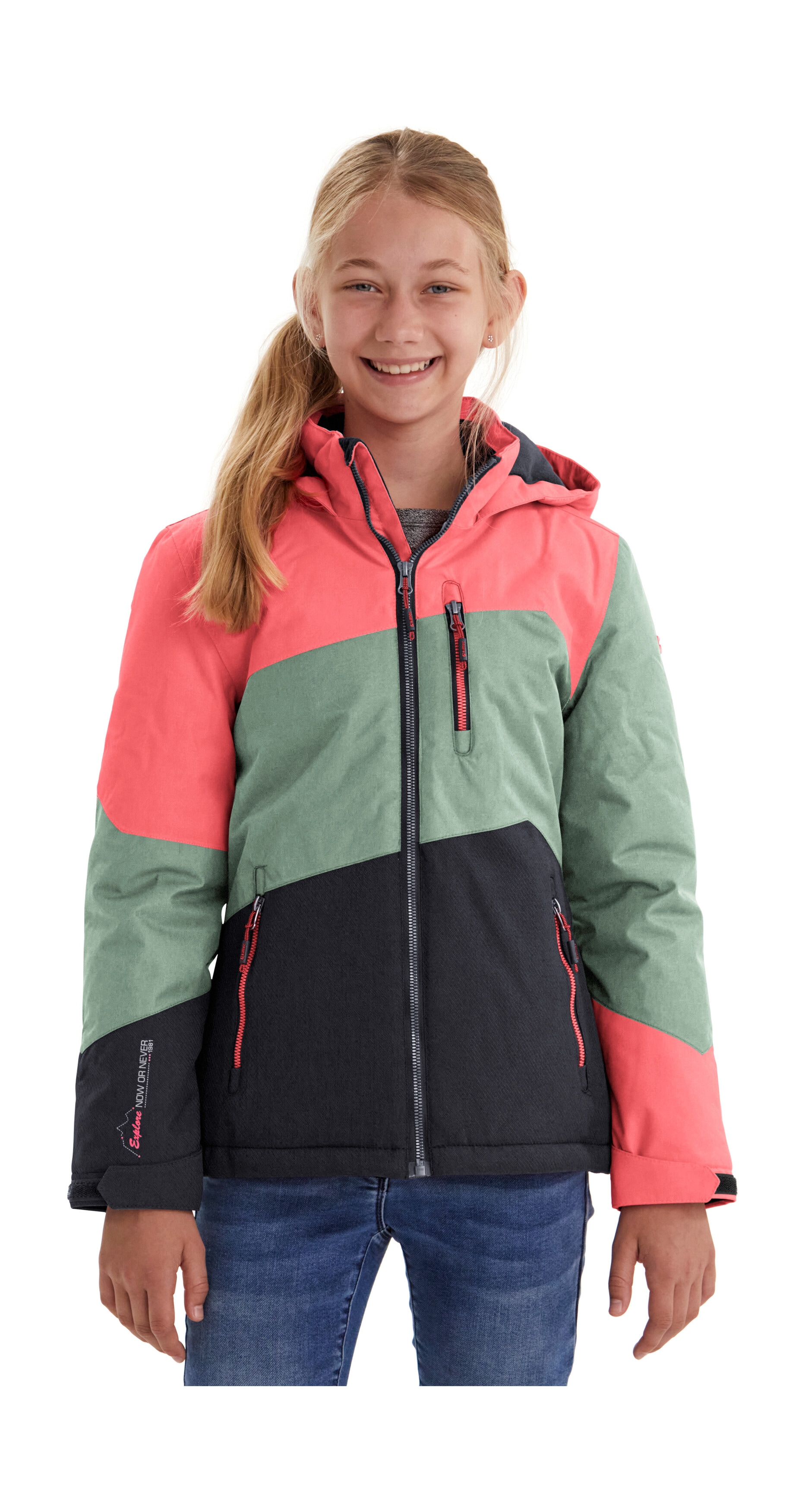 Killtec Outdoorjacke "Lynge GRLS JCKT B" Wasserdichte Winterjacke mit Kapuze, Fleece, verstellbaren Ärmeln