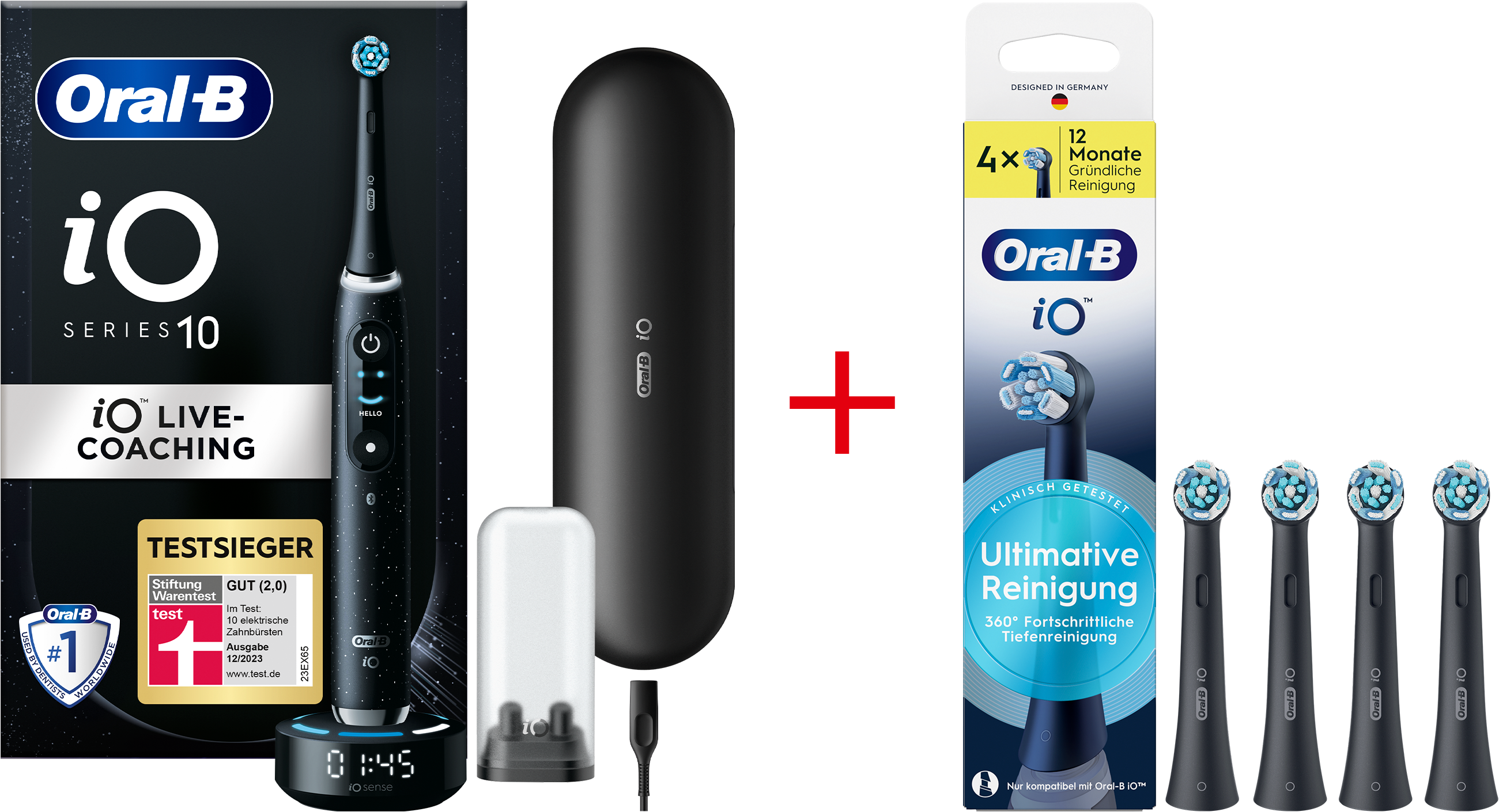 ORAL-B Elektrische Zahnbürste "iO 10", schwarz, Kunststoff, B:2,5cm H:25,3cm T:2,5cm, Elektrozahnbürsten, Magnet-Technologie, iOsense, 7 Putzmodi,