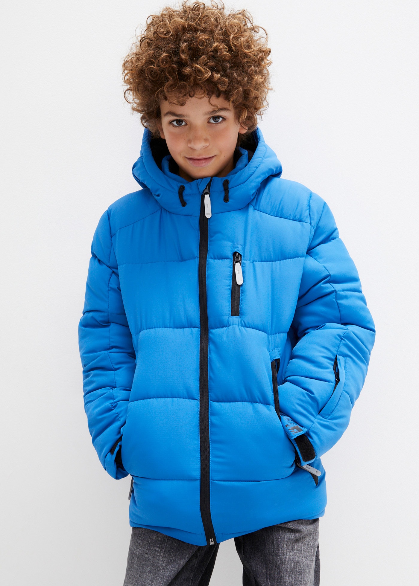 bonprix Steppjacke mit Kapuze mit Kapuze und Fleece, normale Passform, mit reflektierenden Details