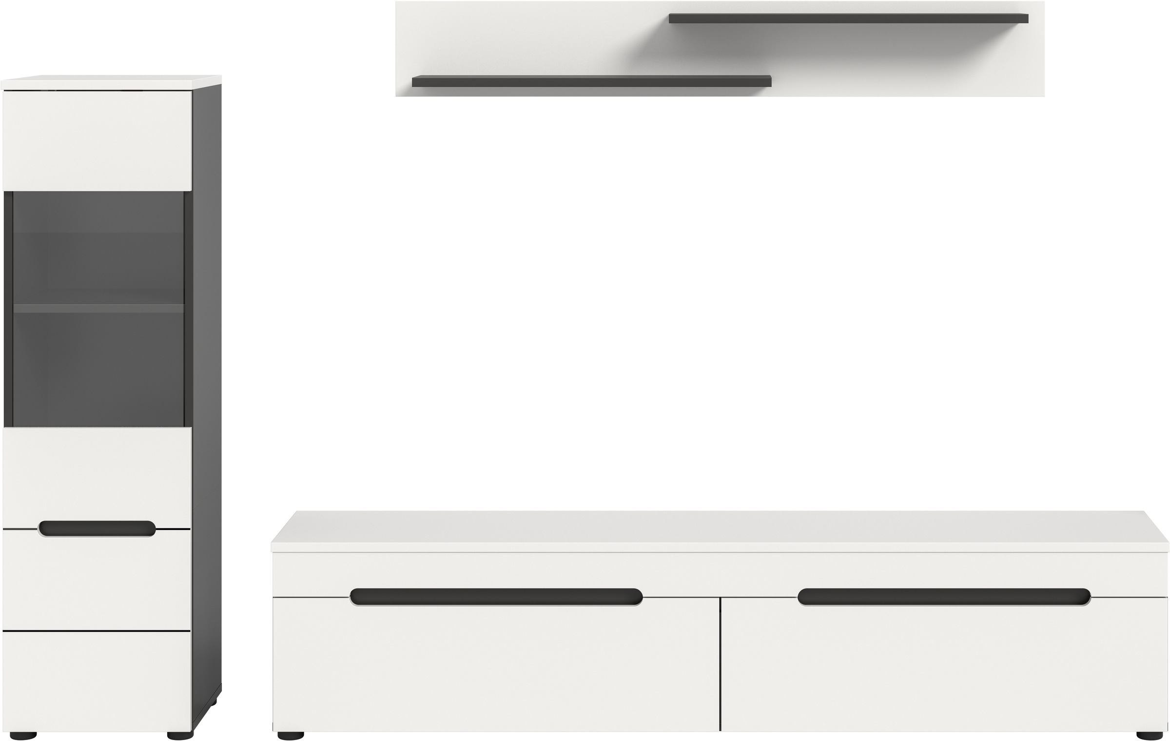 Thumbnail - Home affaire Wohnwand "REHAT, TOPSELLER, 3-teilig, wahlweise stehend und hängend montierbar" Set bestehend aus: Vitrine,...