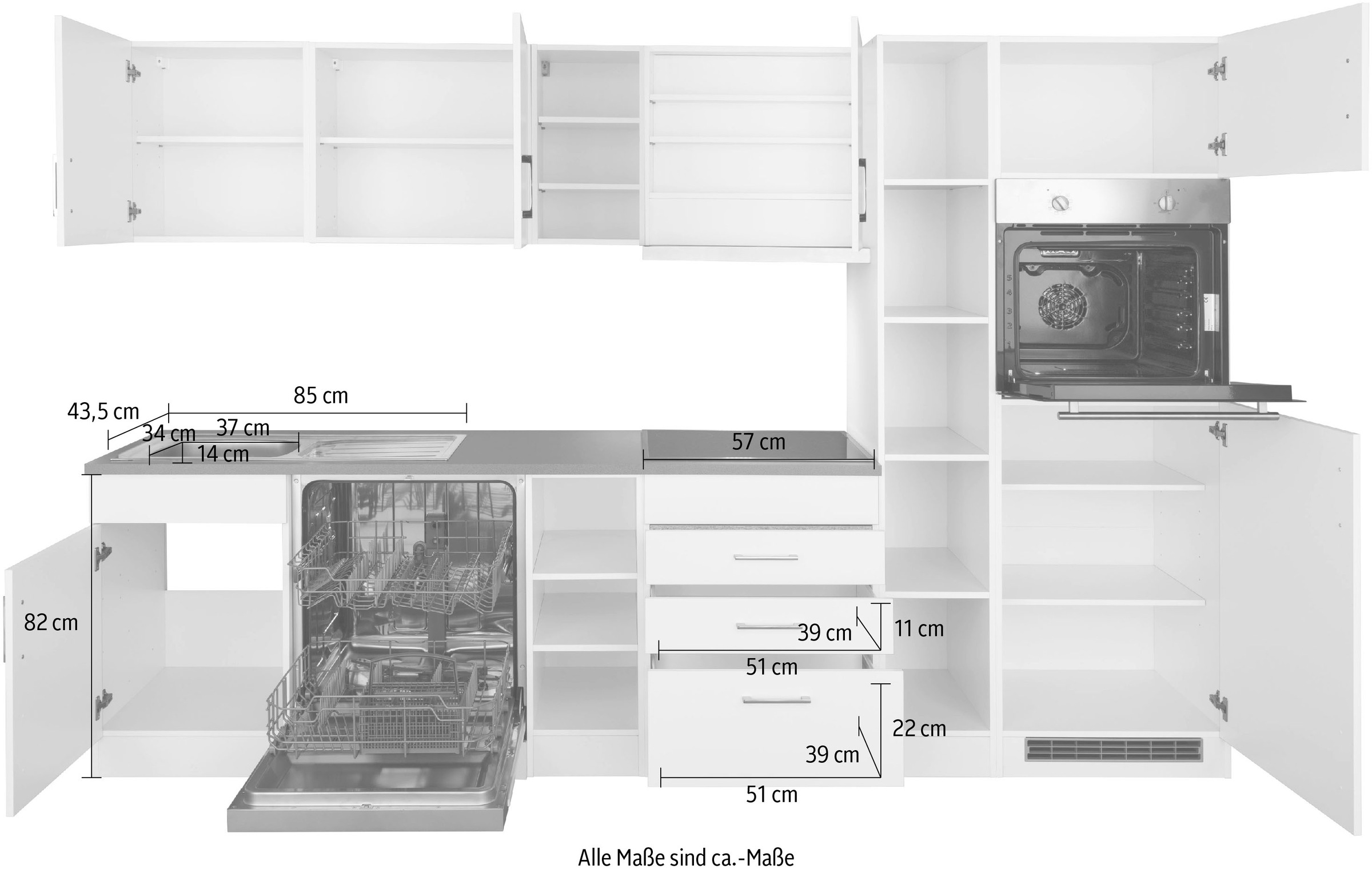 Induktionskochfeld cm, 290 kaufen »Paris«, mit Breite wahlweise HELD BAUR | mit MÖBEL Küchenzeile E-Geräten,