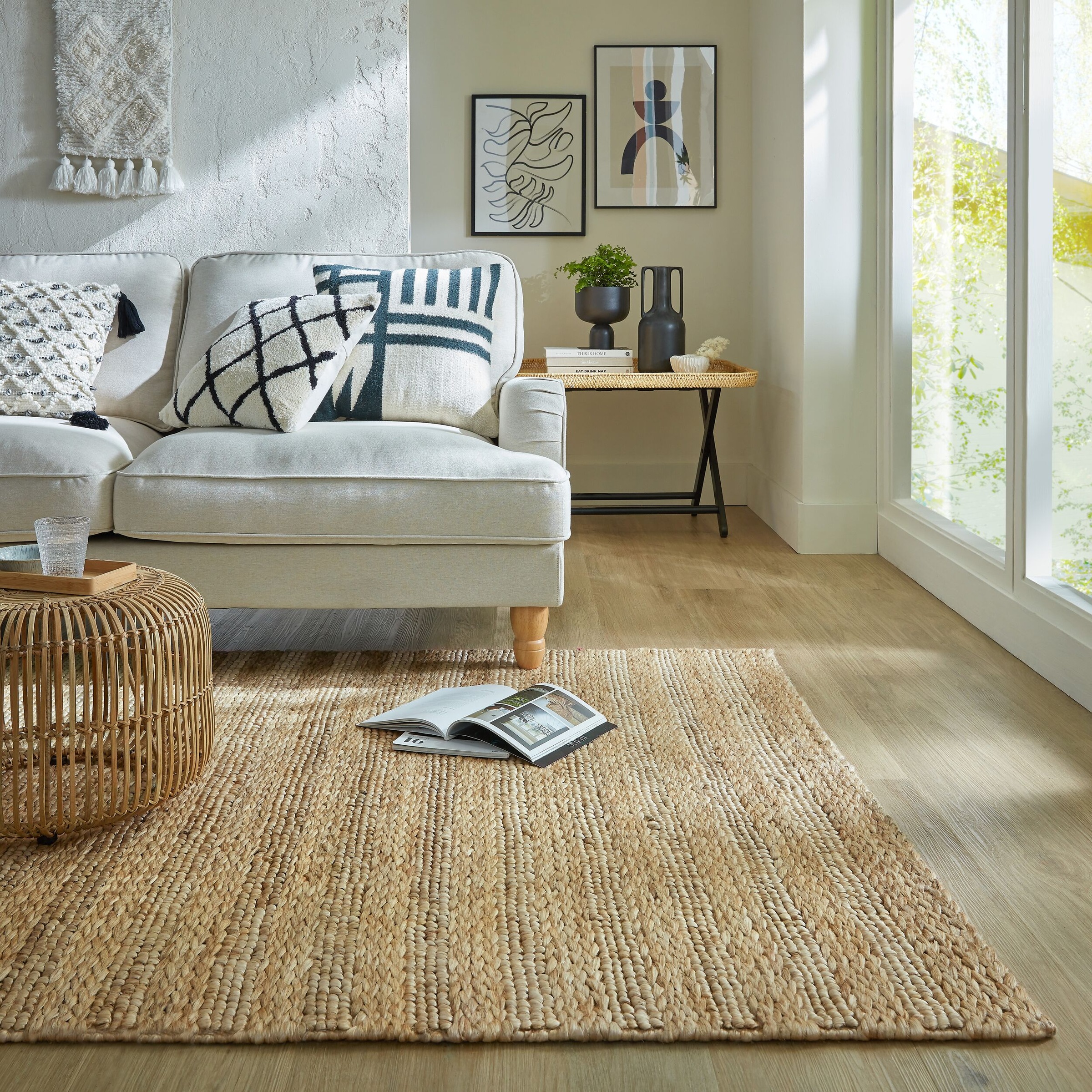 FLAIR RUGS Teppich »Drew Stripe«, rechteckig, 3 mm Höhe, Drew Braid Jute-Streifenteppich