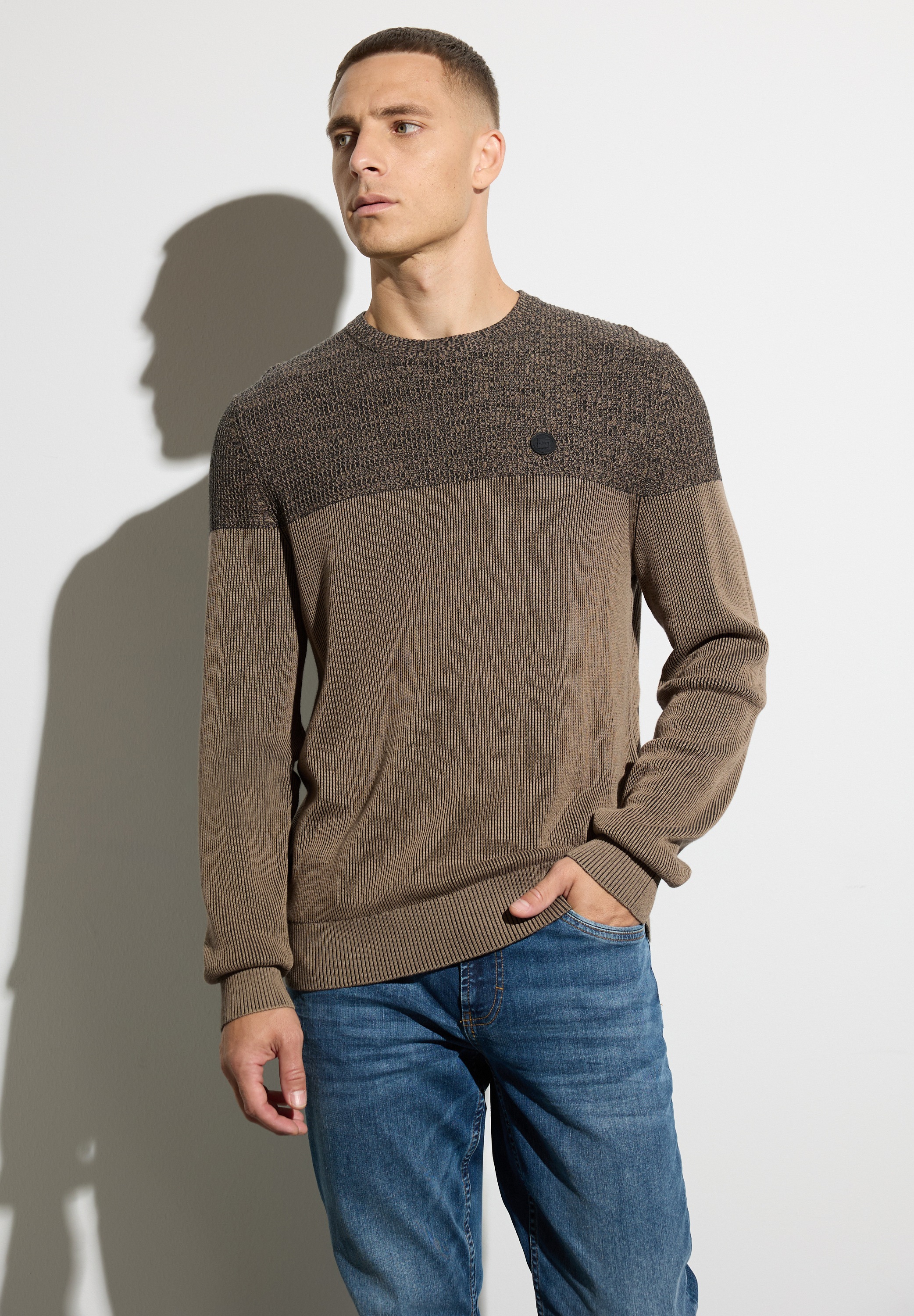STREET ONE MEN Strickpullover aus reiner Baumwolle günstig online kaufen