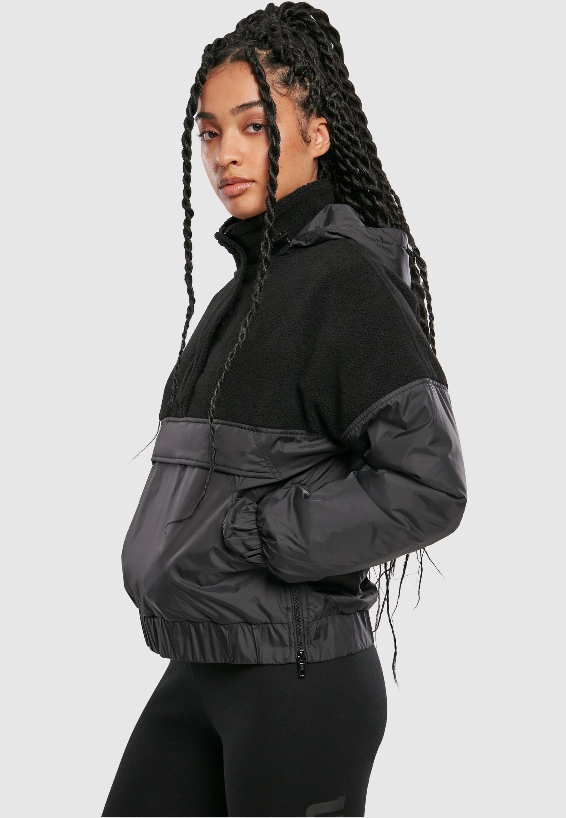 URBAN CLASSICS Winterjacke »Urban Classics Damen Ladies Sherpa Mix Pull Over Jacket«, (1 St.), mit Kapuze