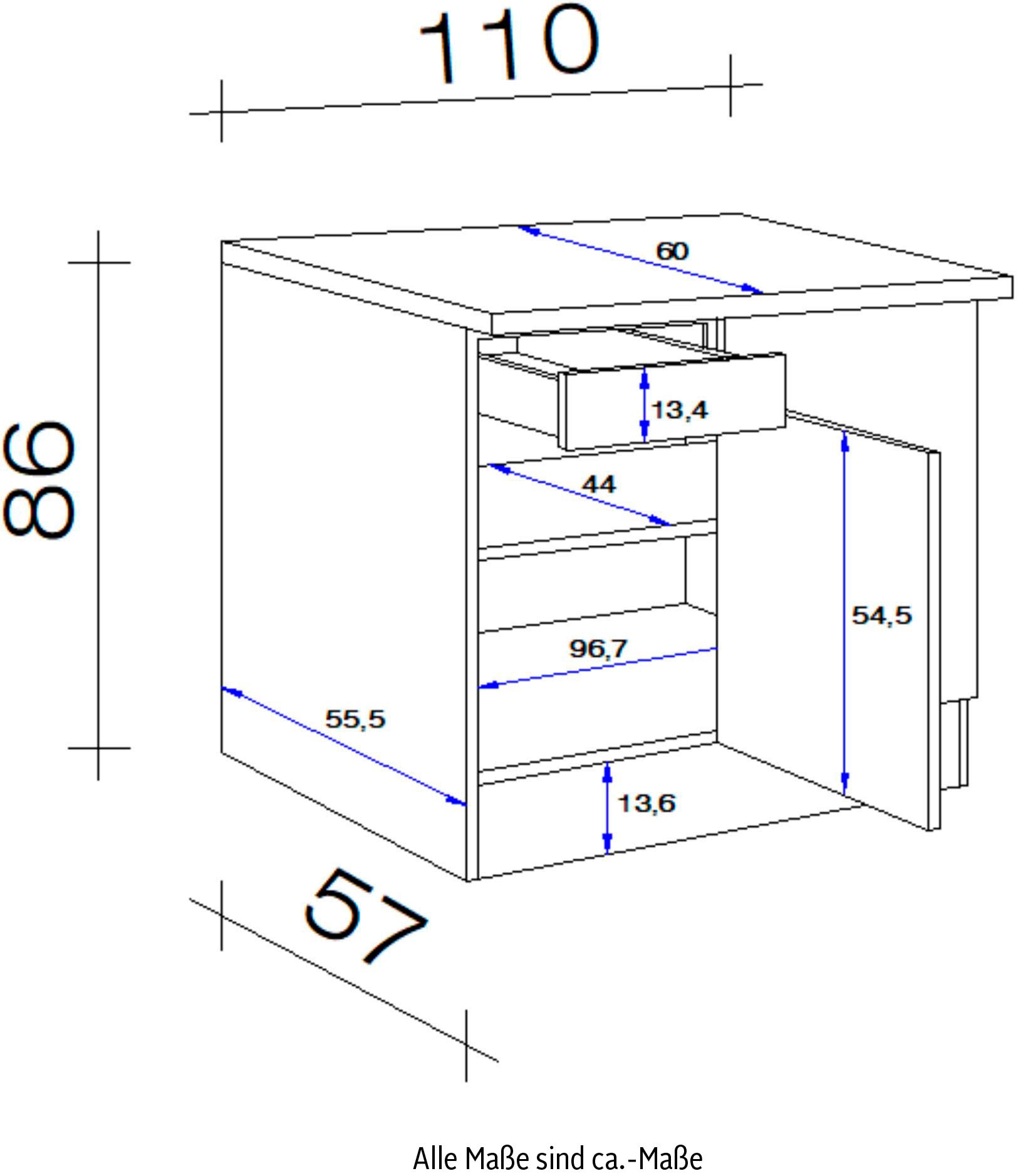 Flex-Well Eckunterschrank »Florenz«, H cm 110 x (B 60 86 x BAUR | x x T)