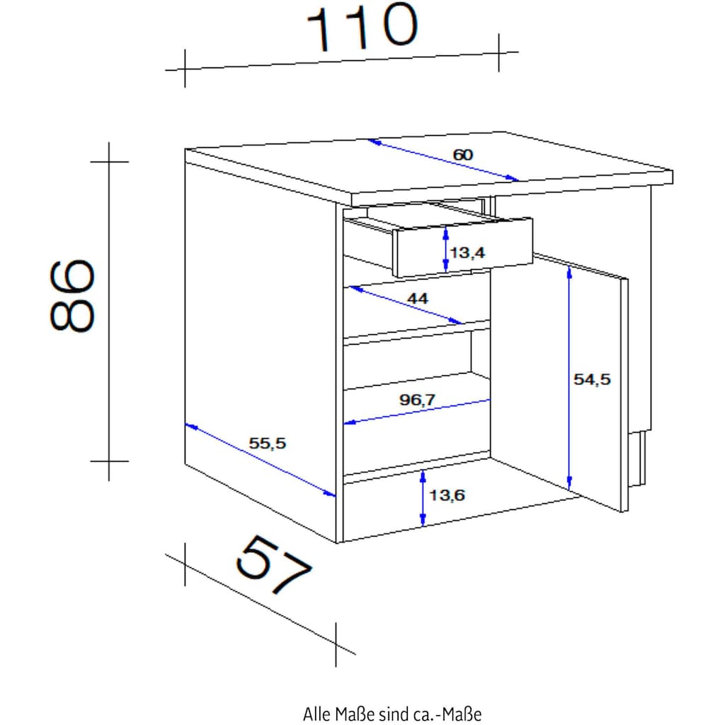 Flex-Well Eckunterschrank »Portland«, (B x H x T) 110 x 86 x 60 cm