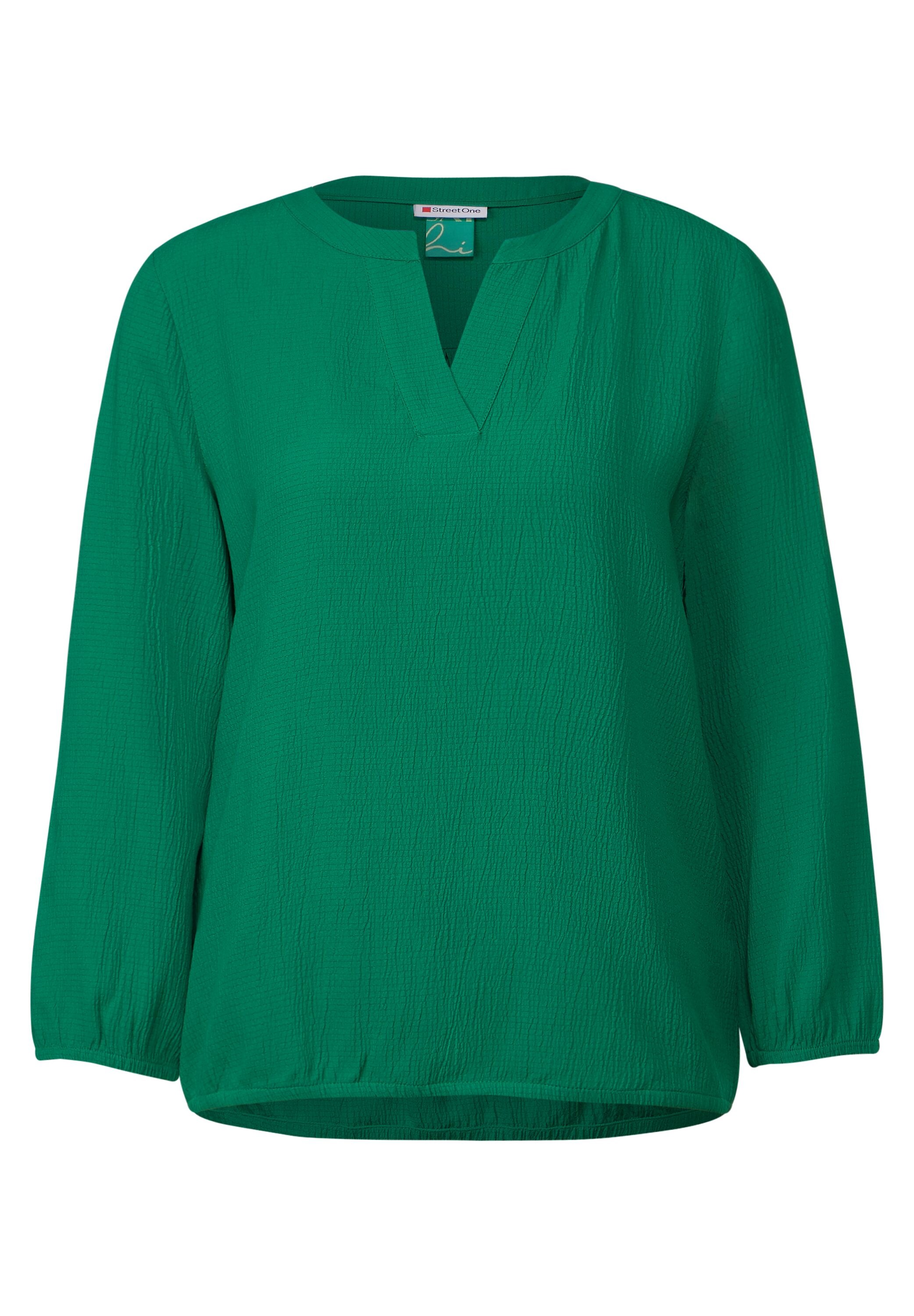 STREET ONE Klassische Bluse, mit geschlitztem Rundhalsausschnitt