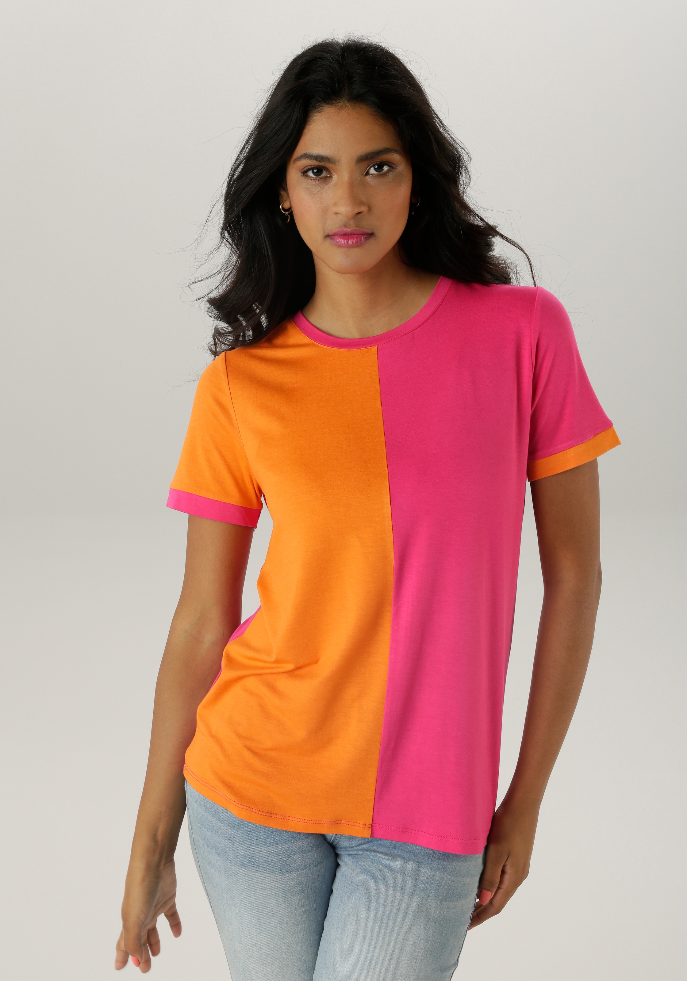 Aniston SELECTED T-Shirt, mit trend- und farbstarken Colorblock - NEUE KOLL günstig online kaufen