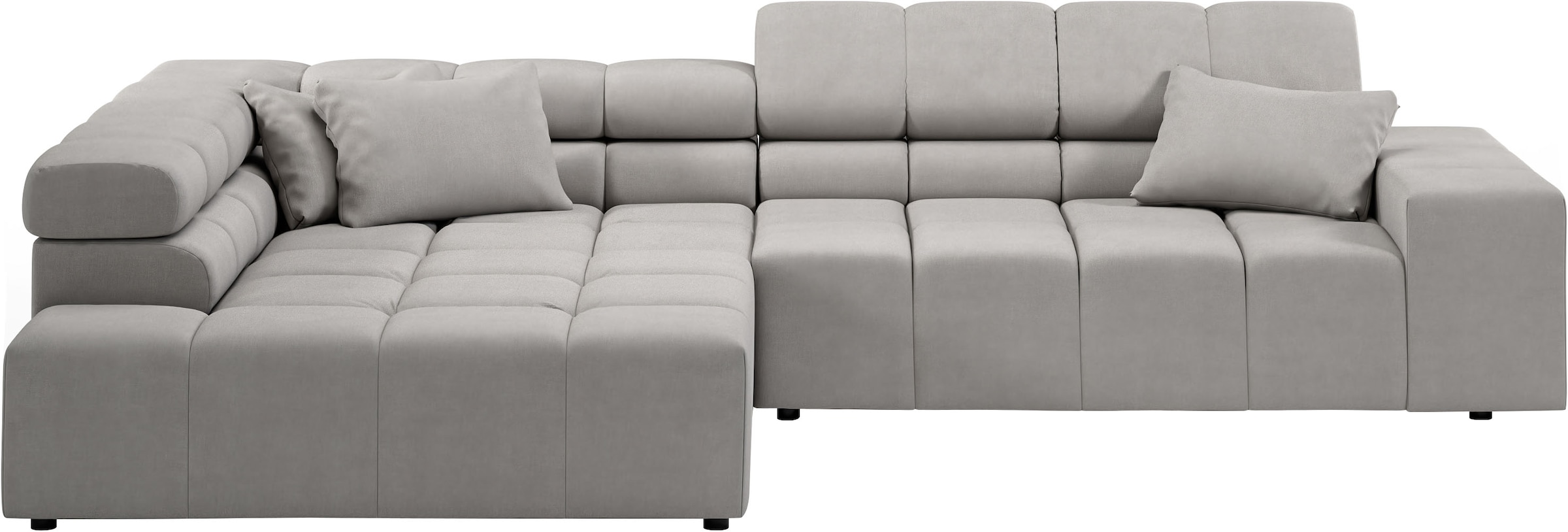 INOSIGN Ecksofa »Ancona incl. Kopfteilverstellung, Zierkissen Breite 319cm, L-Form«, wahlweise motorische Sitztiefenverstellung, auch in Cord + Easy Care