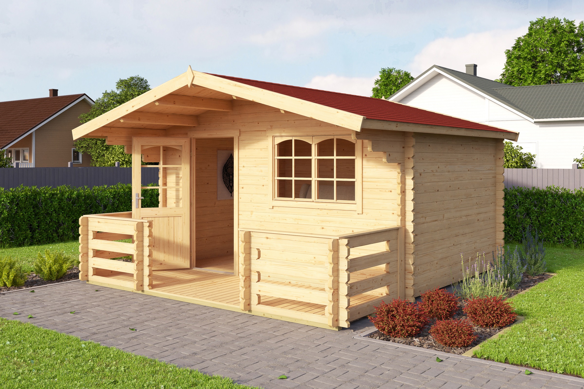 Outdoor Life Products Set Gartenhaus Valga 28 Bxt 400x430 Cm Inkl Terrasse Fussboden Und Dachschindeln Kaufen Baur