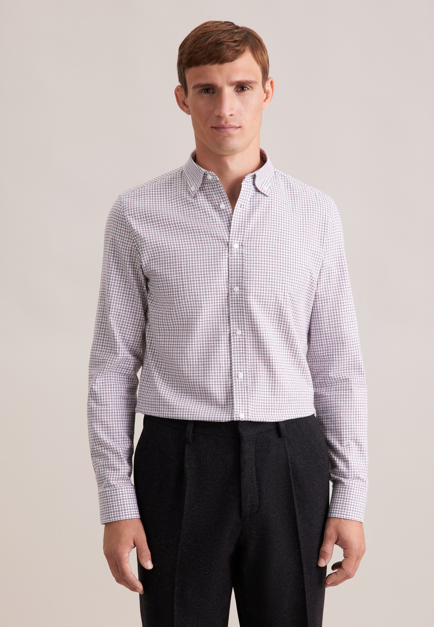 seidensticker Flanellhemd "Schwarze Rose" Slim 1/1 Button-Down-Kragen Karo günstig online kaufen