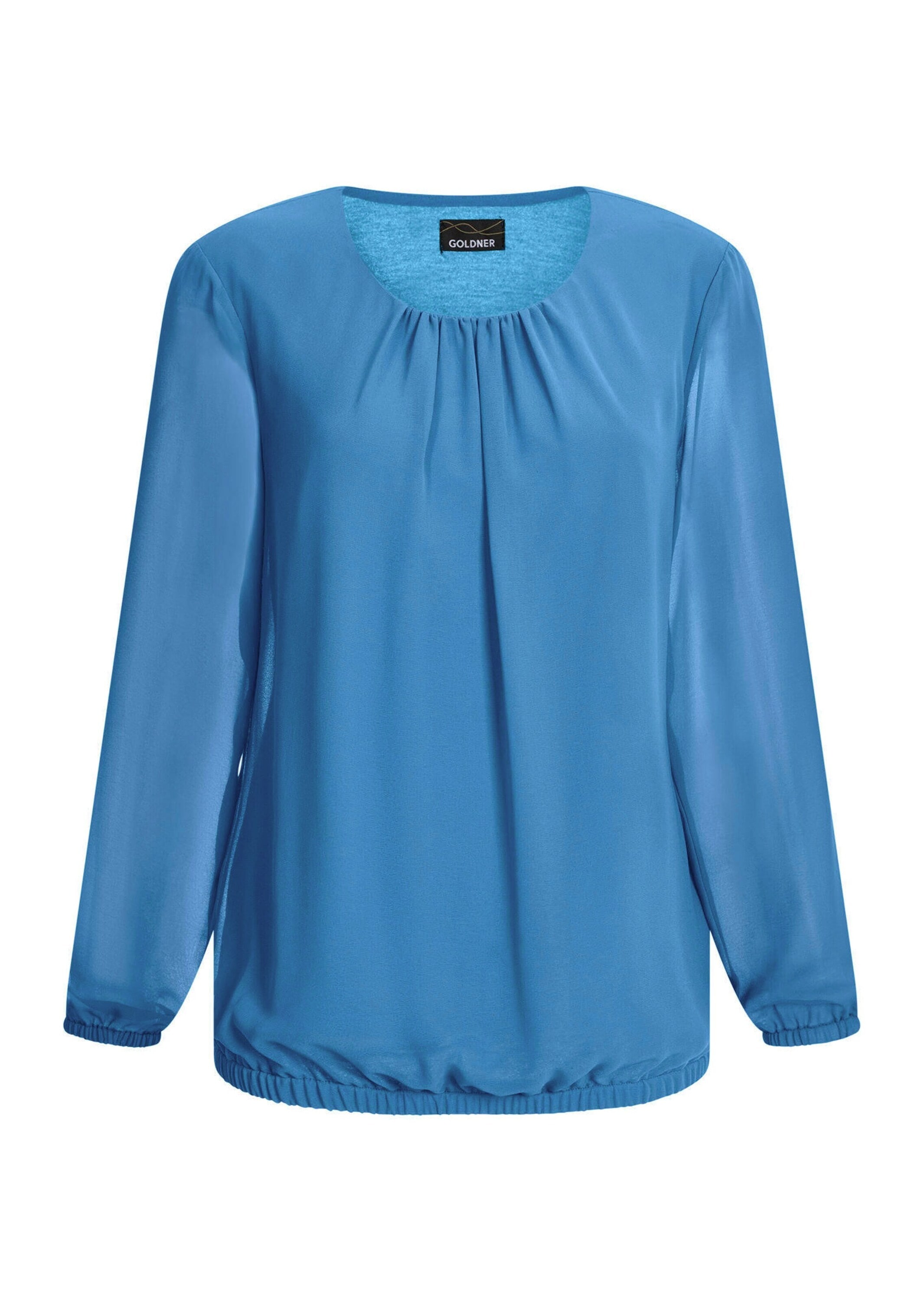 GOLDNER "Kurzgröße Jerseybluse mit Falten-Details" Rundhalsausschnitt