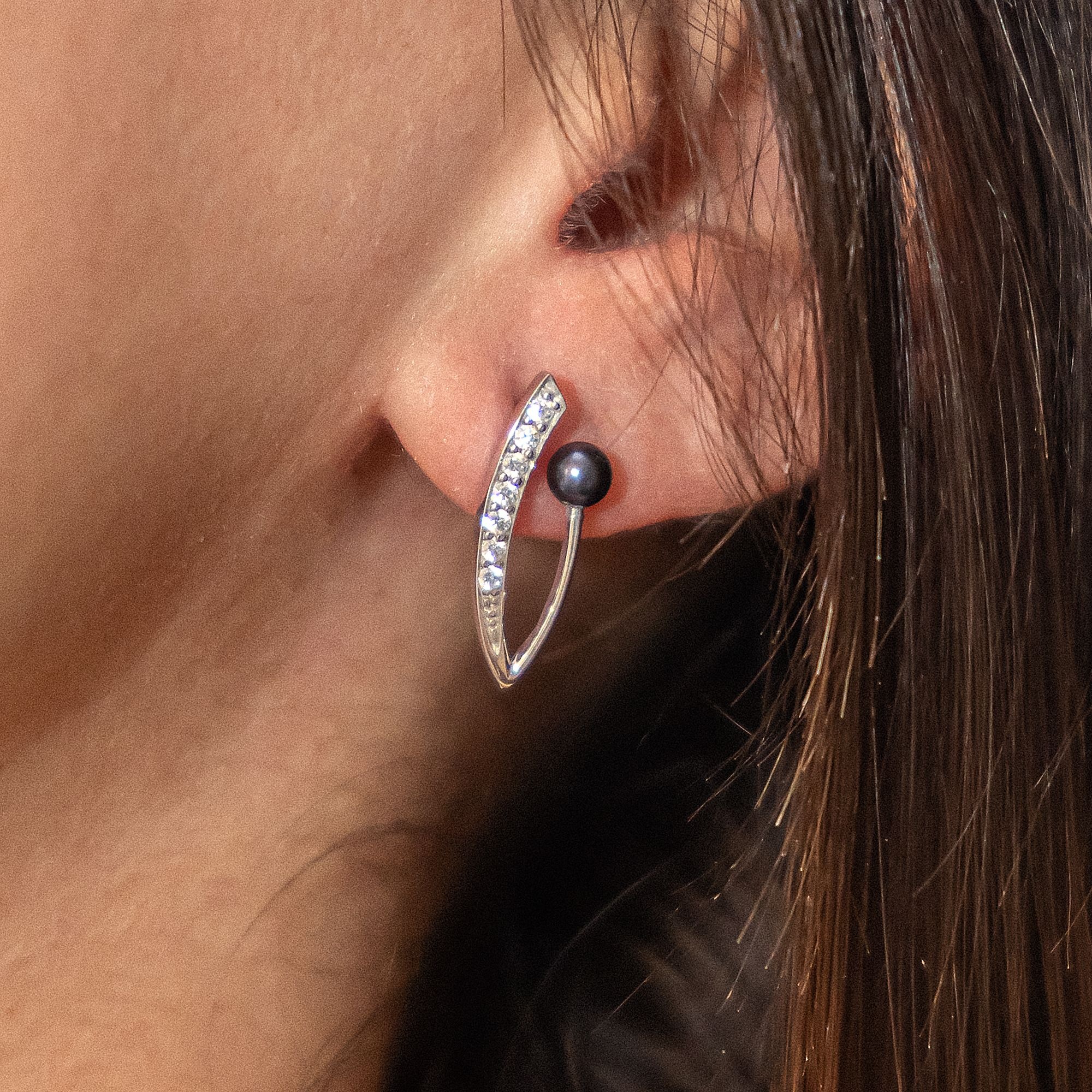 Zeeme Stud Earrings White 925 Sterling Silver 2