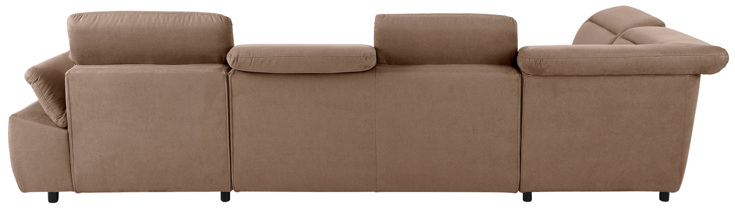 Wohnlandschaft HOME AFFAIRE "Mauritius U-Form", braun, B:354cm T:232cm, Struktur fein (100% Polyester);Luxus-Microfaser Lederoptik (100% Polyester);Soft clean (98% Polyester, 2% Polyamid), Sofas, Wohnlandschaft, mit Kopfteil- und Armlehnverstellung, wahlw 8
