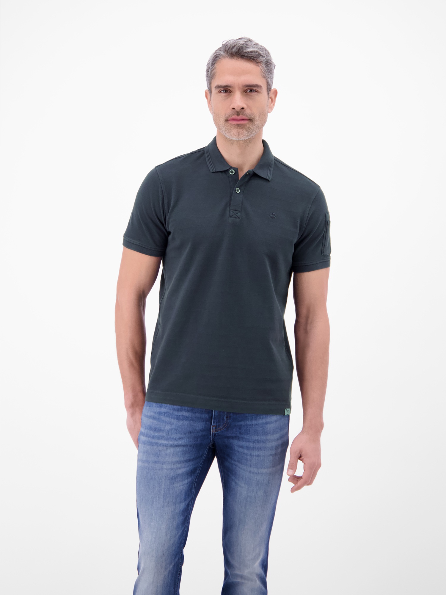 LERROS Poloshirt "Poloshirt, unifarben aus gestreiftem Piqué-Gewebe" günstig online kaufen