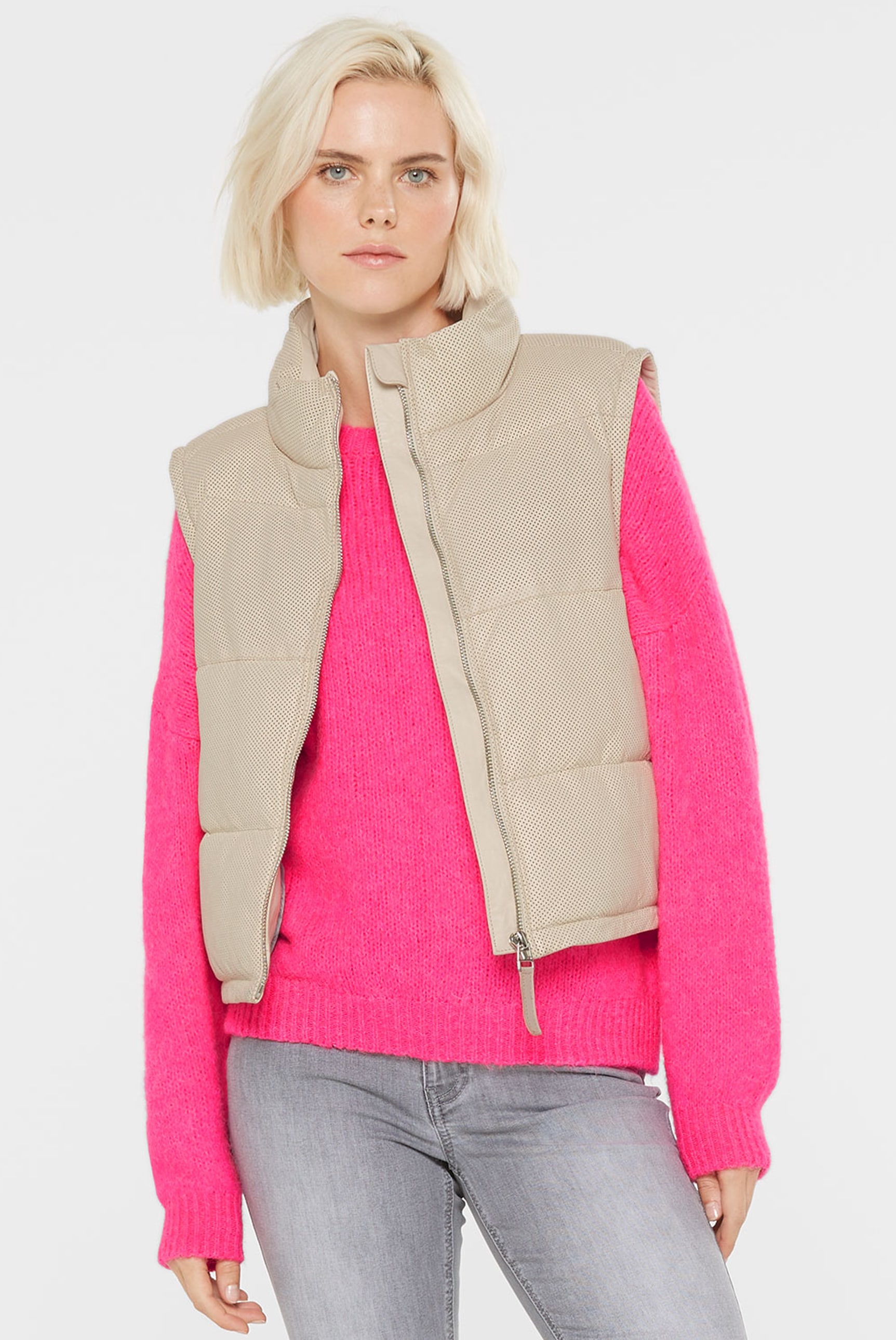 SENSES.THE LABEL Lederweste mit verstellbarem Gummizug im Saum günstig online kaufen