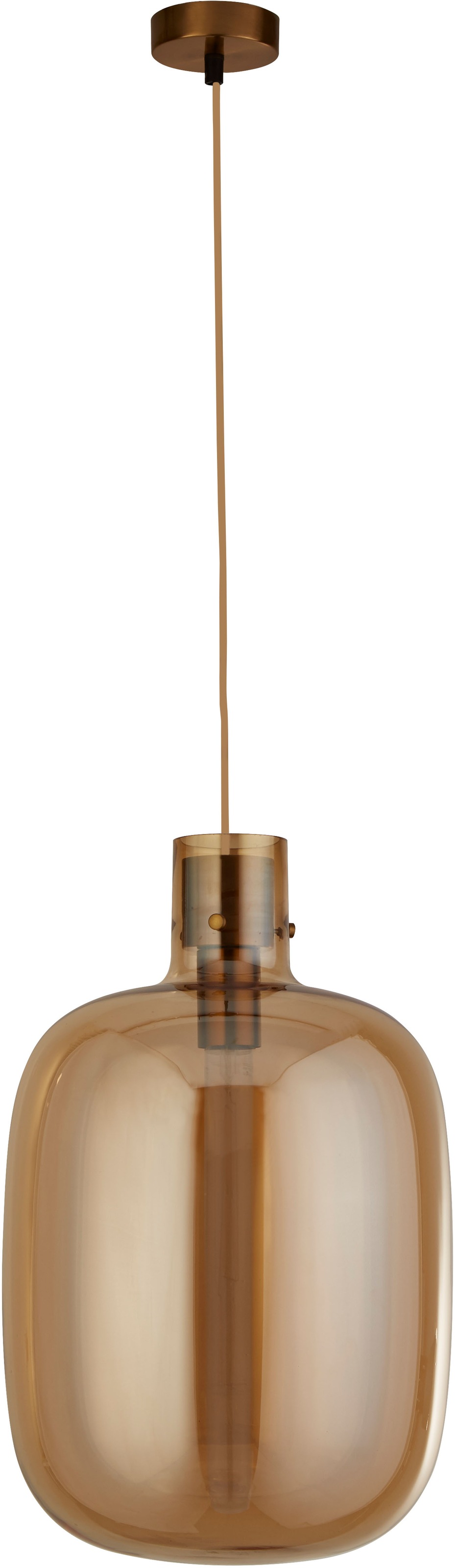 Searchlight Hängeleuchte »Barrel Pendant - Satin Brass & Amber Glass« E27 1 Stk.
