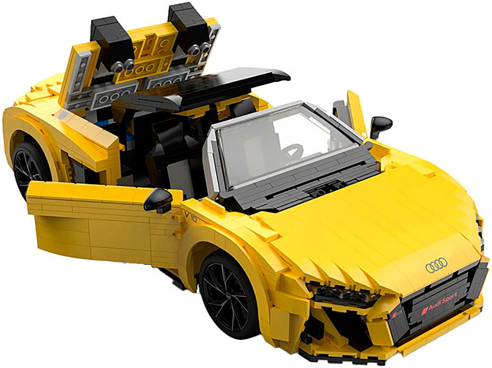 Jamara Konstruktions-Spielset »Audi R8 Spyder 1:14 gelb Bricks«, (1440 St.), Maßstab 1:14, offiziell lizensiert