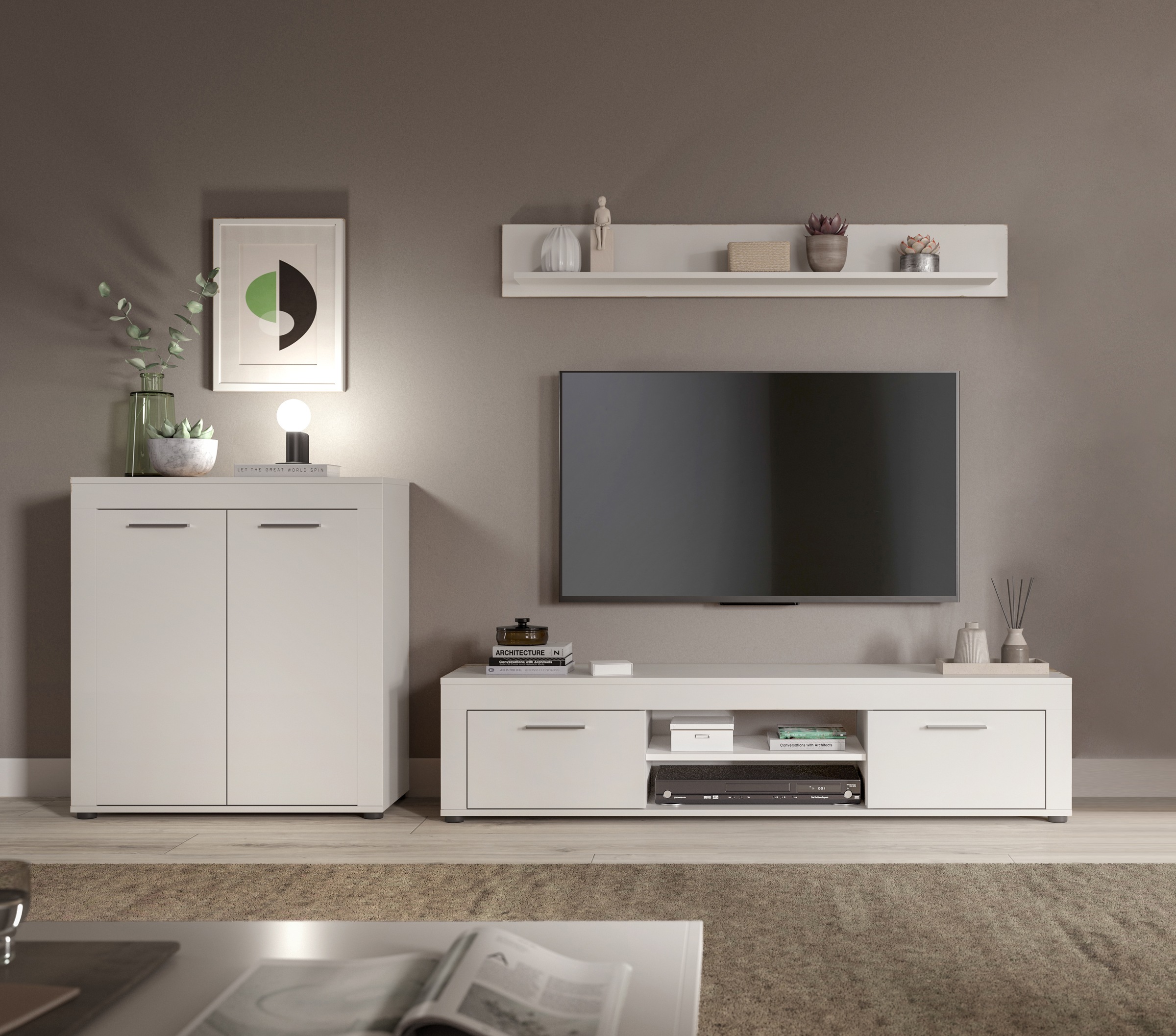 OTTO home Wohnwand "AOSTA, Breite 255cm, 3-teilige Wohn-Kombination" bestehend aus: Highboard, Lowboard, Wandboard, 3 Stk. tlg.