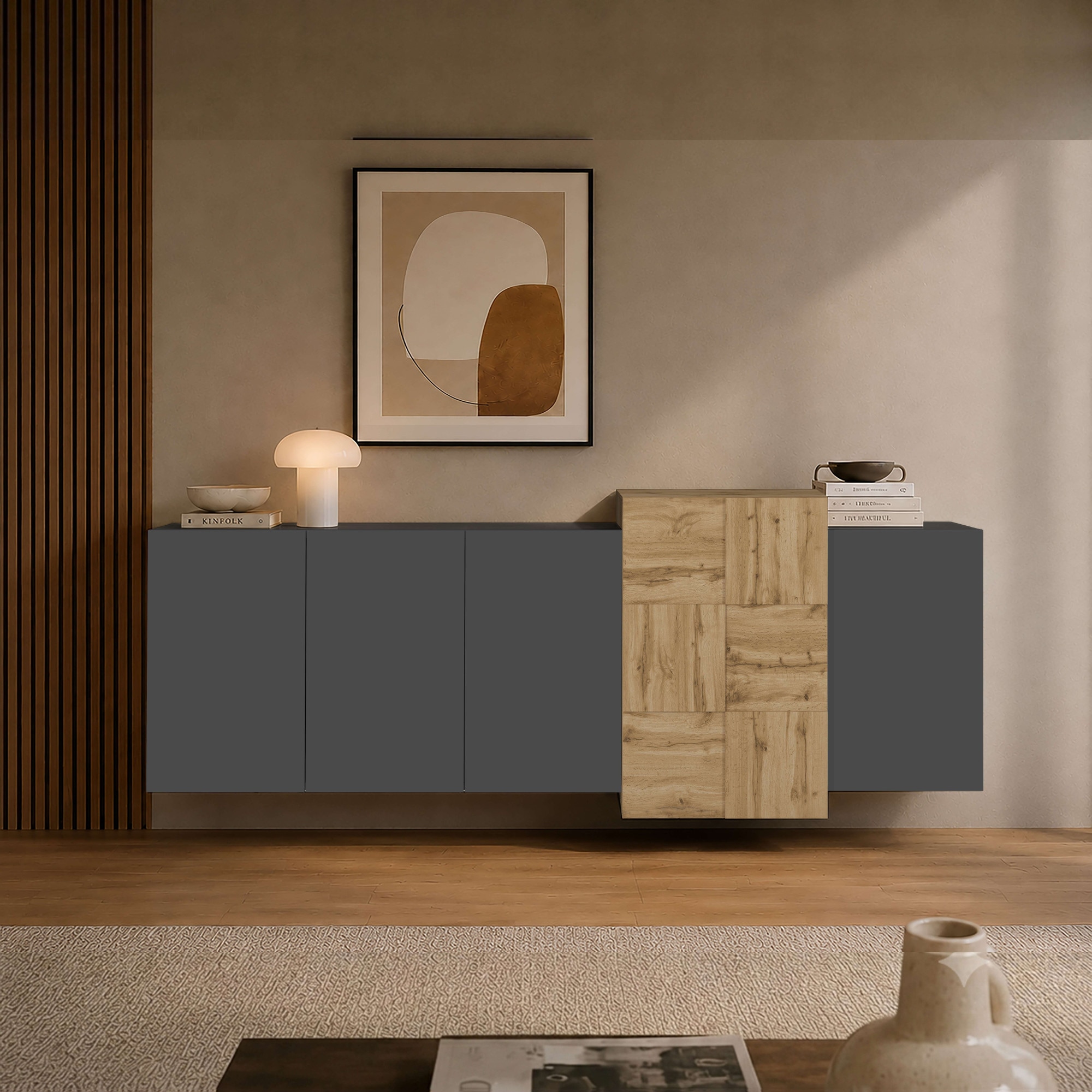 OTTO home Sideboard »Sideboard NEXOS, Kommode, Schrank, Kredenz« 1 Stk. tlg. Mit 5 Drehtüren, 8 geschlossenen Fächern, reversibel, B. 210 cm