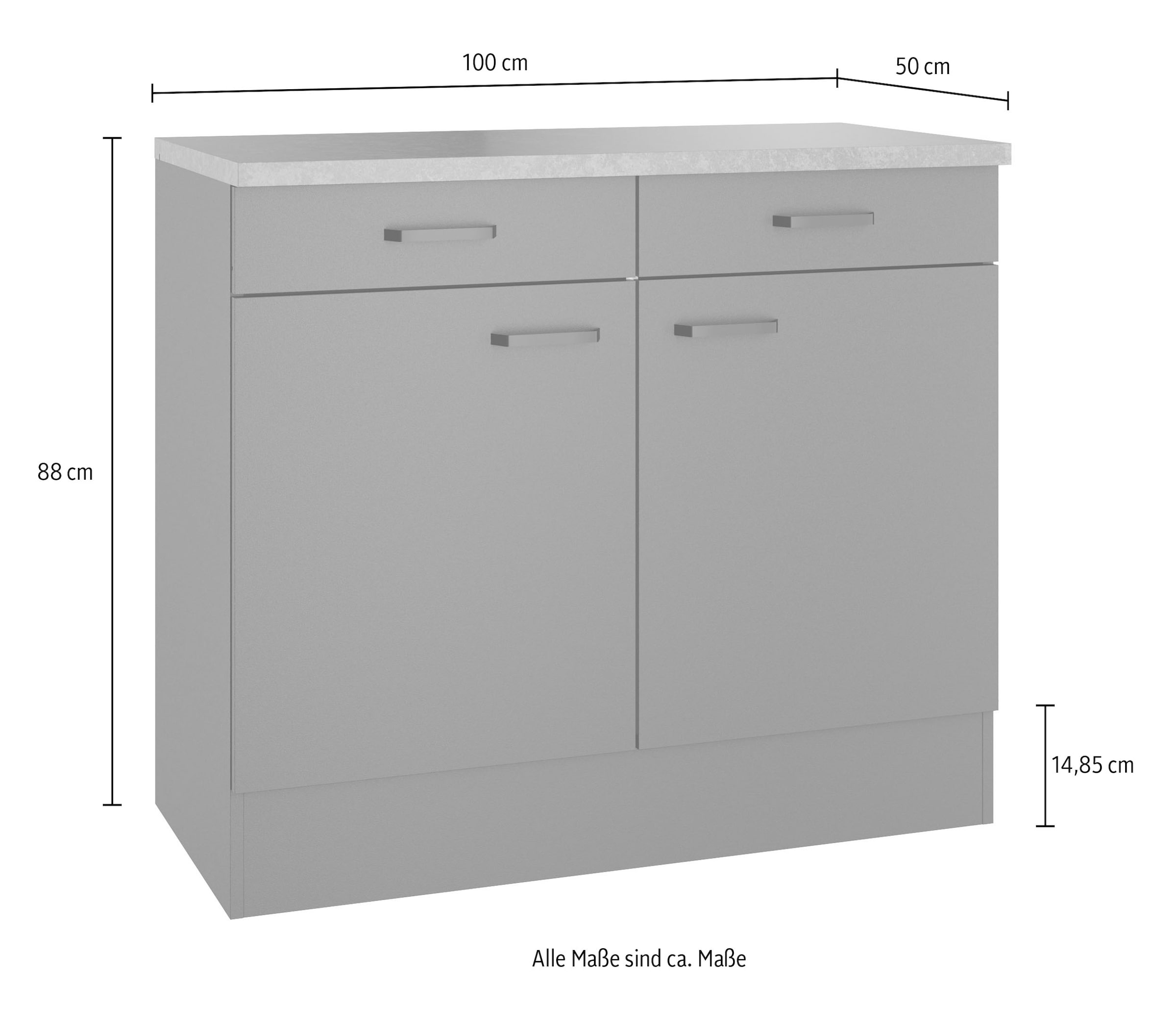 OPTIFIT Unterschrank »OPTImulti« Breite 100 cm, Tiefe 50 cm, mit 2 Türen, 2 Schubkästen, 1 Einlegeboden