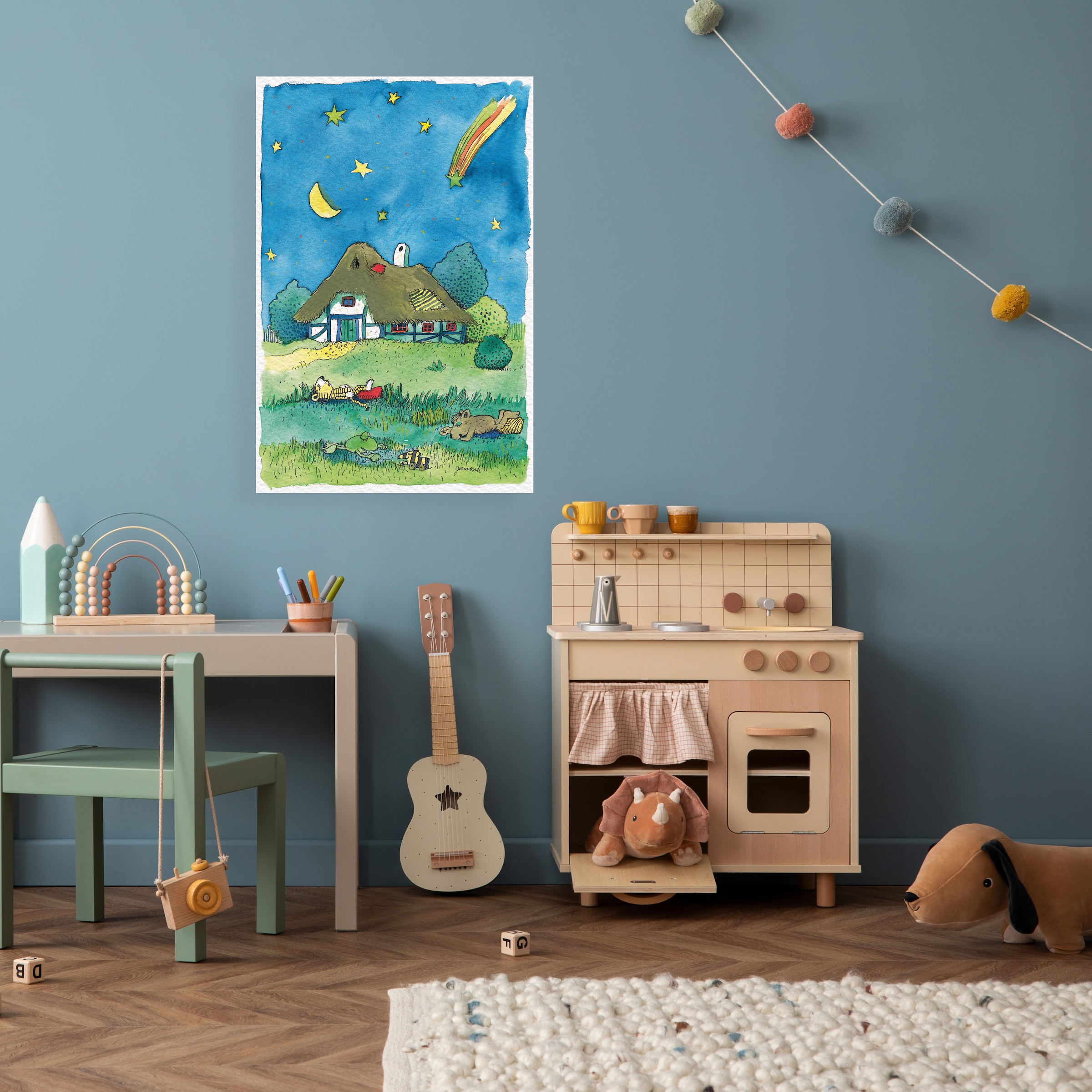 LuckyLinde Leinwandbild "Der kleine Tiger und der kleine Bär bei Nacht", Ti günstig online kaufen