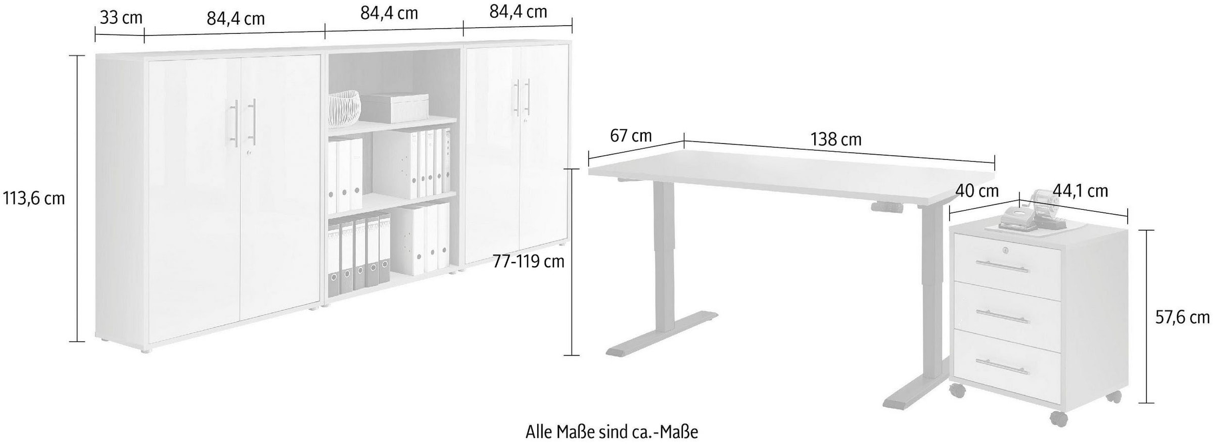 BMG Möbel Büromöbel-Set »Tabor«, (Set, | 5 St.), elektrisch BAUR Schreibtisch kaufen mit höhenverstellbarem
