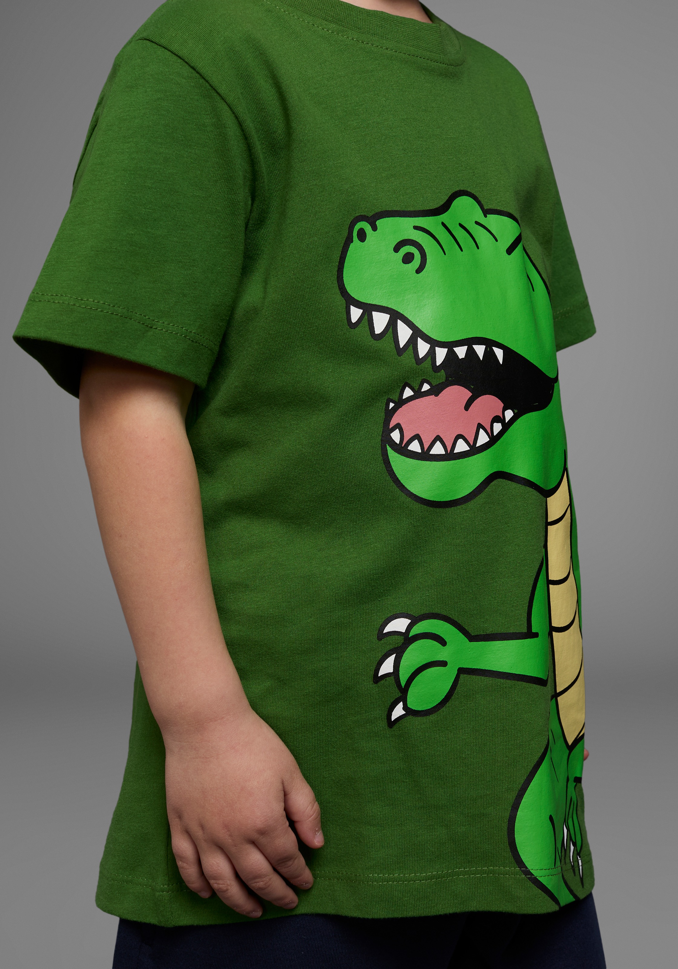 Thumbnail - KIDSWORLD T-Shirt "DINOSAURIER" Kurzarm, Basic-Passform, bedruckt, Rundhalsausschnitt