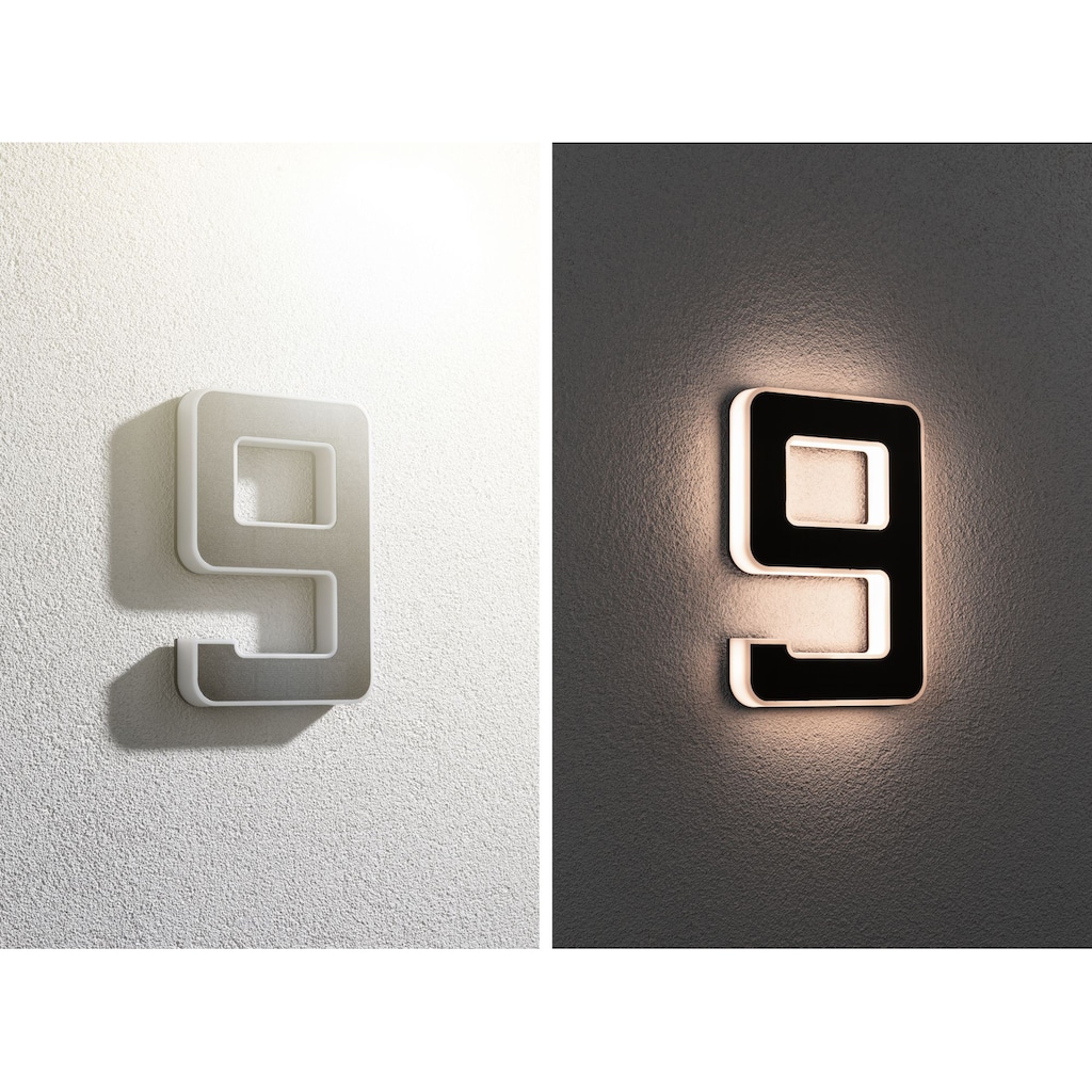 Paulmann LED Außen-Wandleuchte »Solar Hausnummer«, 1 flammig-flammig, LED-Modul, Hausnummern, Buchstaben wählbar, Akku wechselbar