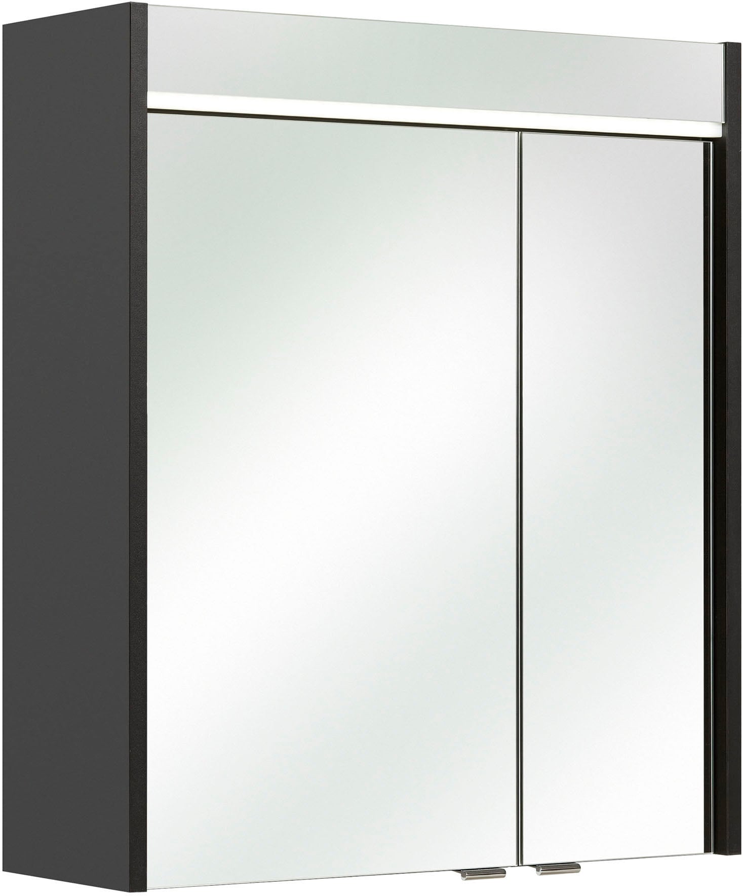 Saphir Badmöbel-Set »Quickset 327 5-teilig, Waschbeckenunterschrank und LED-Spiegelschrank«, (Set, 5 St.), Anthrazit Hochglanz, inkl. Türdämpfer, ohne Waschbecken, mit 8 Türen