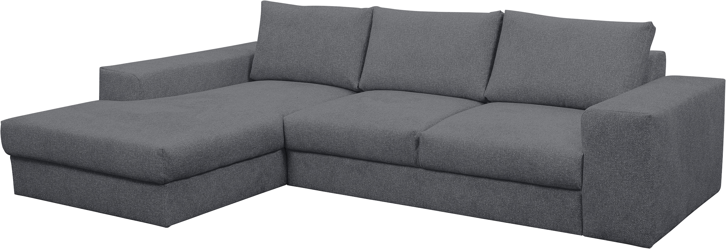 WERK2 Ecksofa »Rozzana Design Ecksofa mit hohem Komfort, zeitlos & elegant, L-Form,«, in kuschelweichen Trendstoffen Cord, Breitcord und Plüsch
